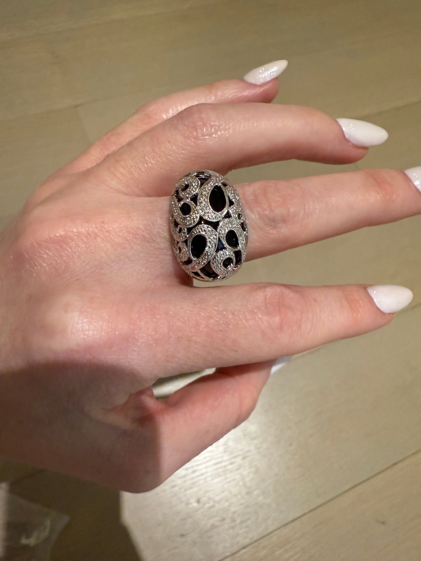 Estate Onyx and Diamond Dome Ring