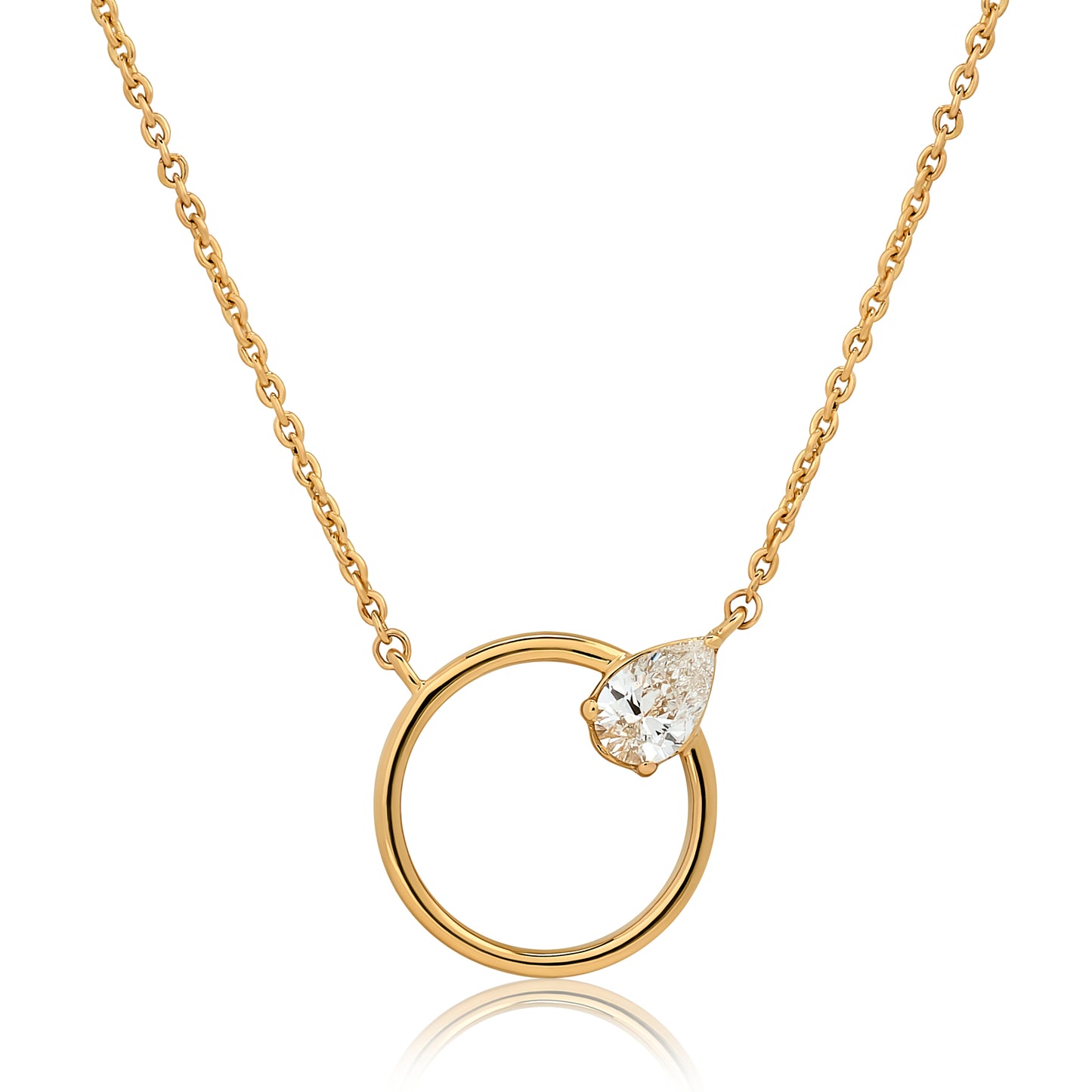 Open Circle Pear Diamond Pendant