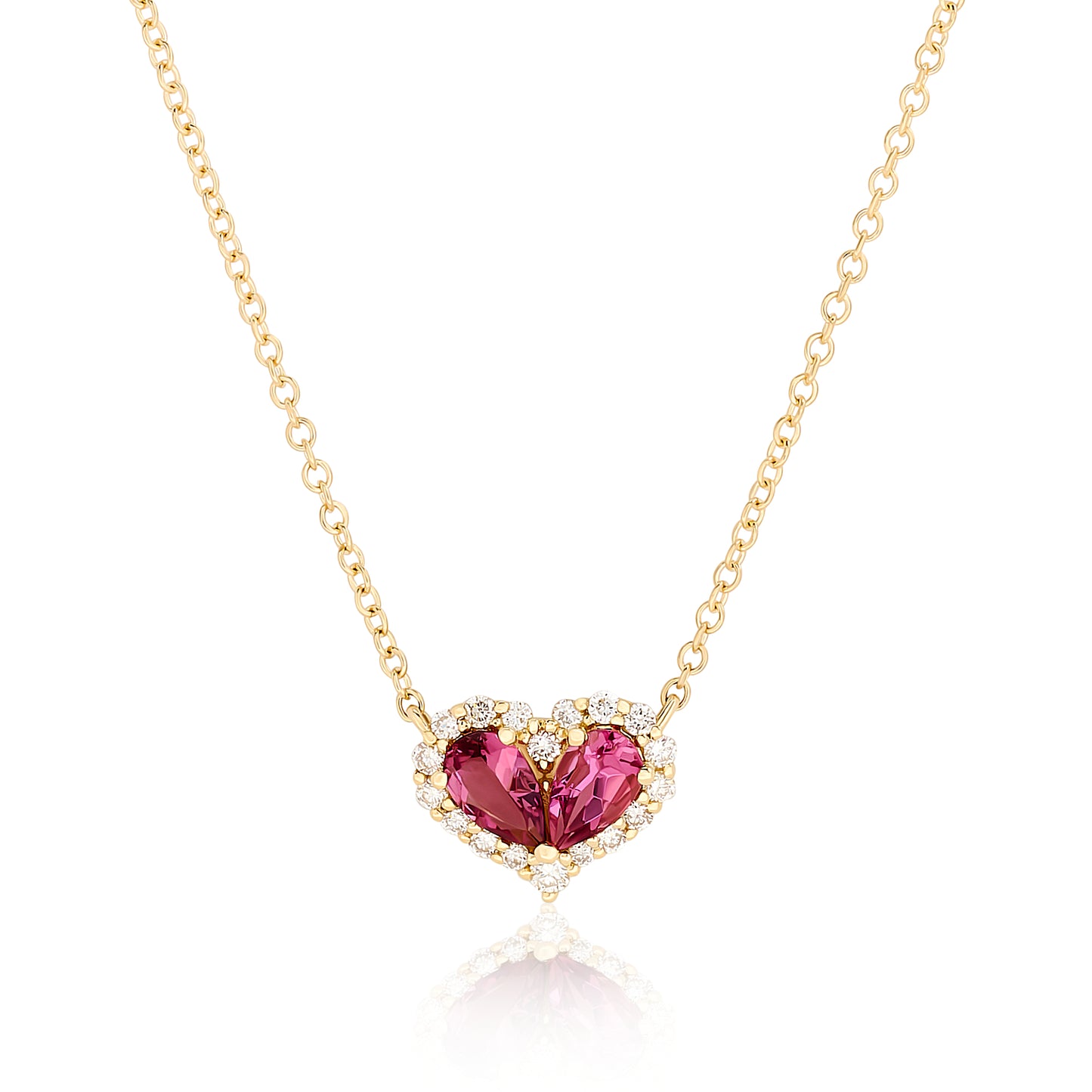 Chubby Pink Tourmaline and Diamond Heart Pendant