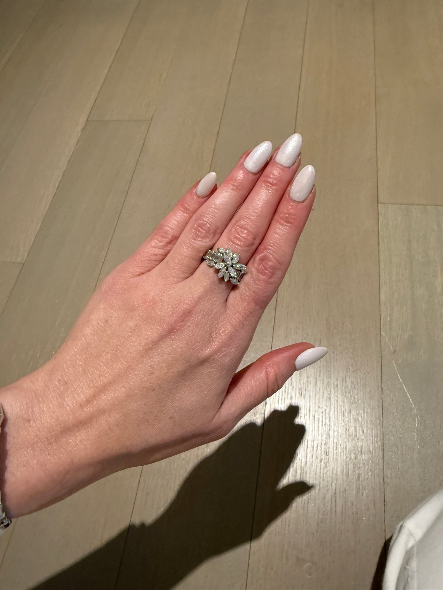 Estate Platinum Diamond Marquis and Baguette Band