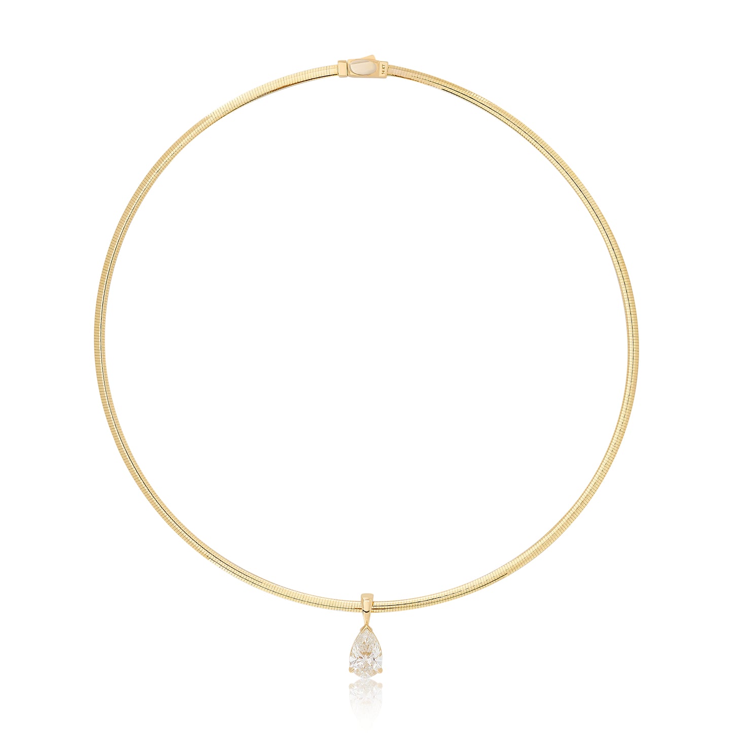 Four Carat Pear Shape Diamond Pendant On Omega Chain
