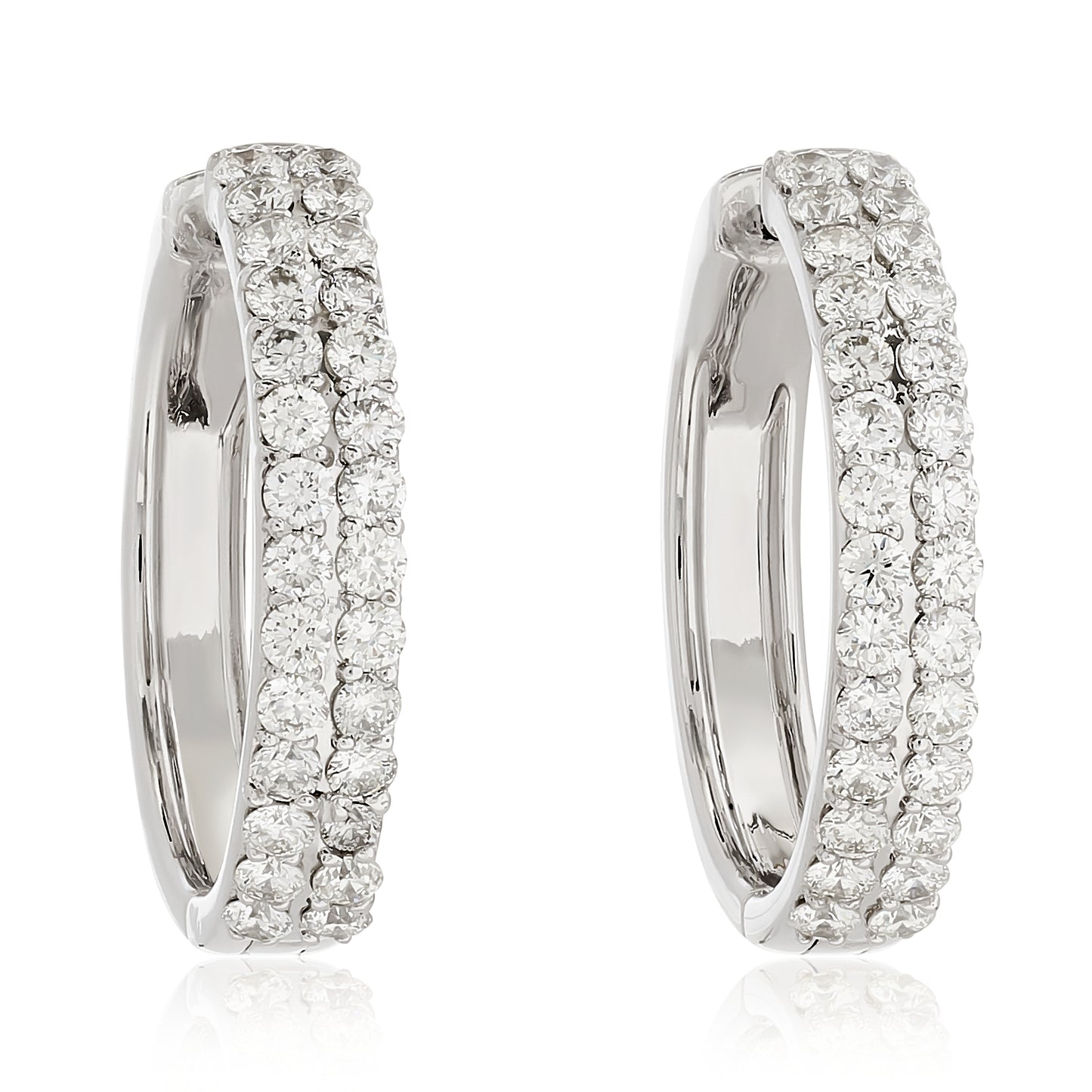 Two Row Diamond Hoop Earrings