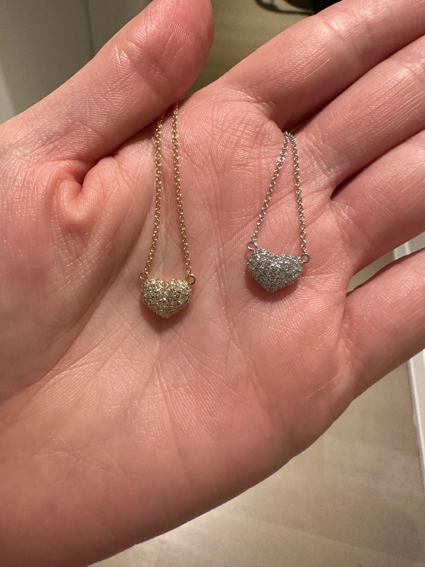 Puffy Diamond Heart Pendant Necklace
