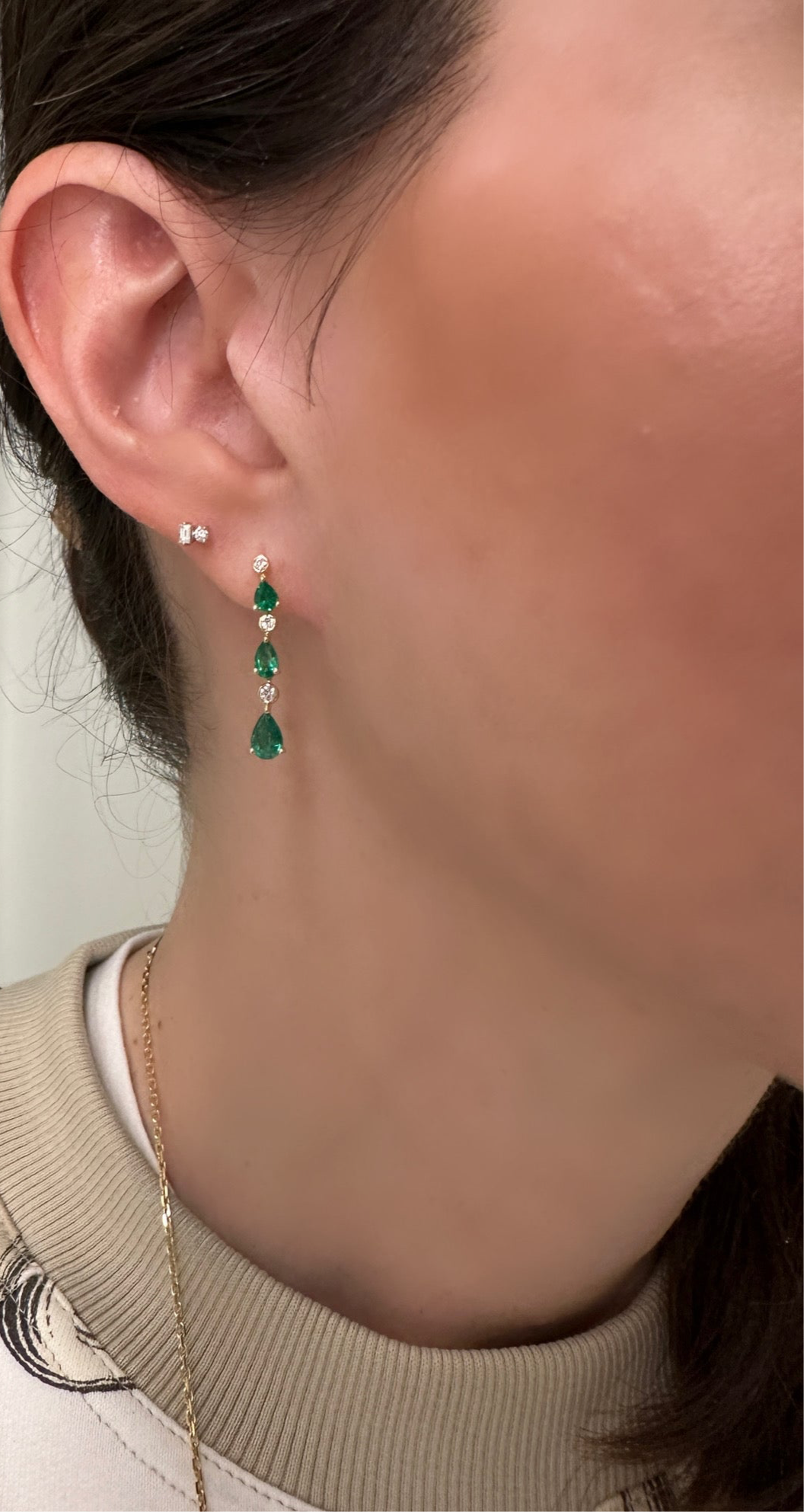 Emerald and Diamond Drop Earrings
