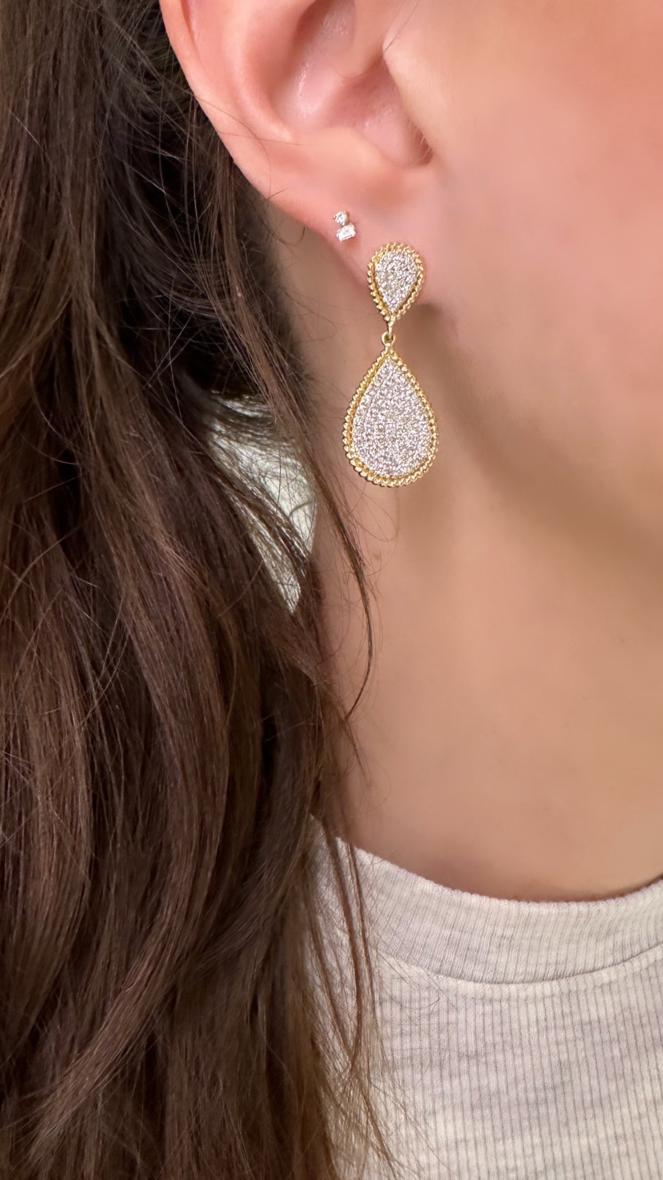Double Pear Diamond Dangle Earrings
