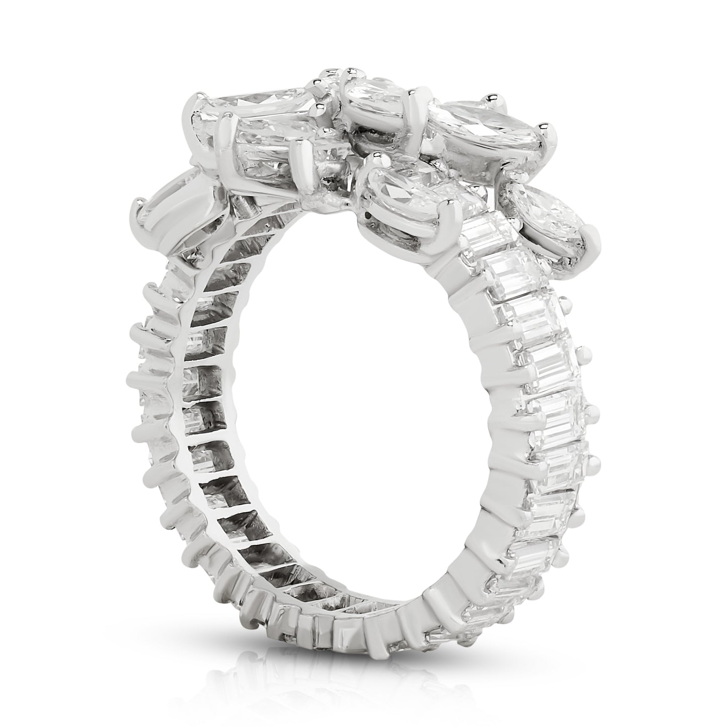 Estate Platinum Diamond Marquis and Baguette Band