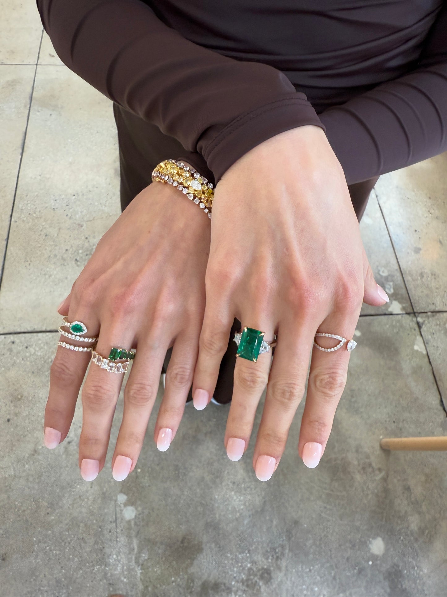 Emerald and Diamond Flex Snake Ring