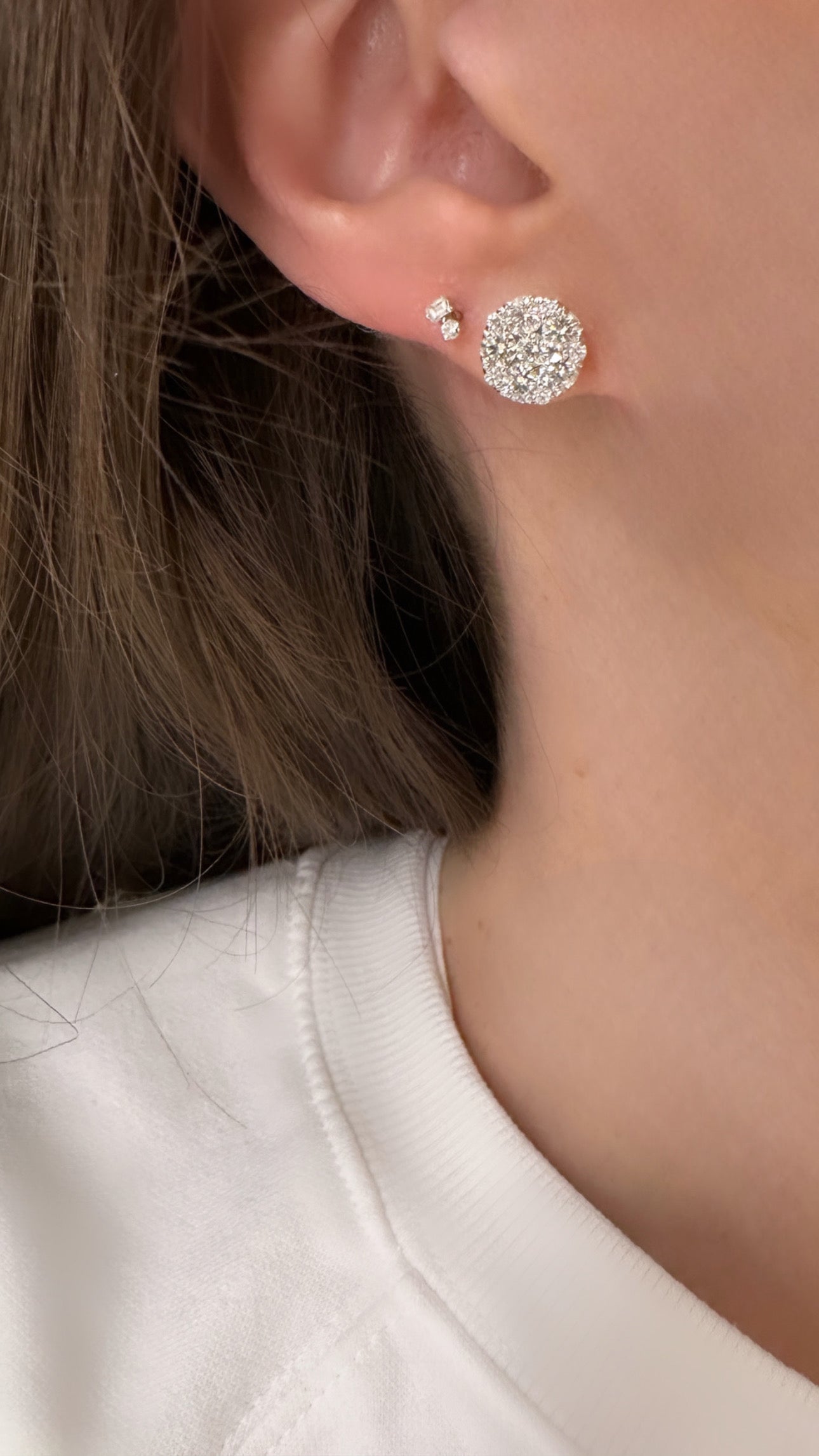 Diamond Round Cluster Earrings