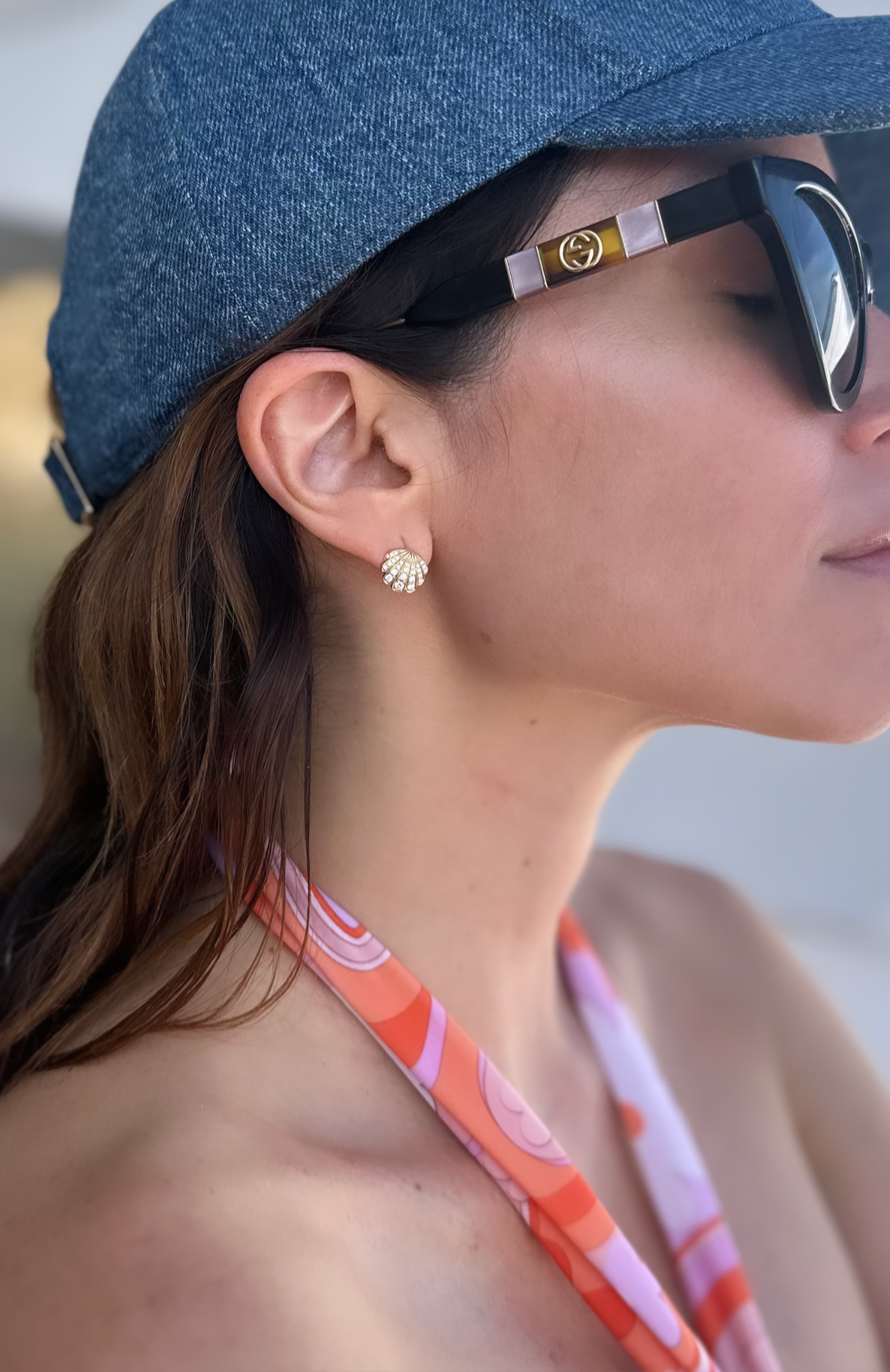Diamond SeaShell Stud Earrings