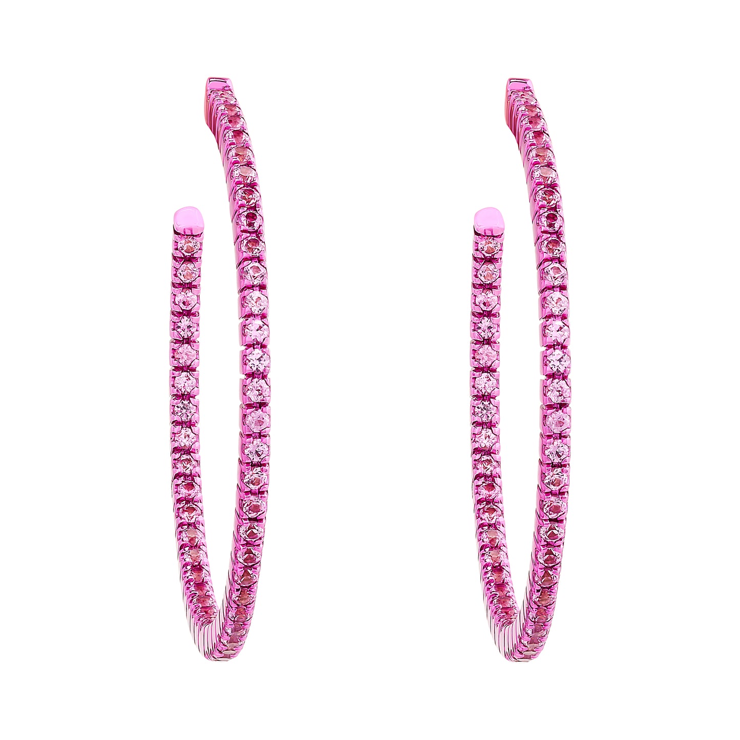 Pink Sapphire Vibrant Hoop Earrings