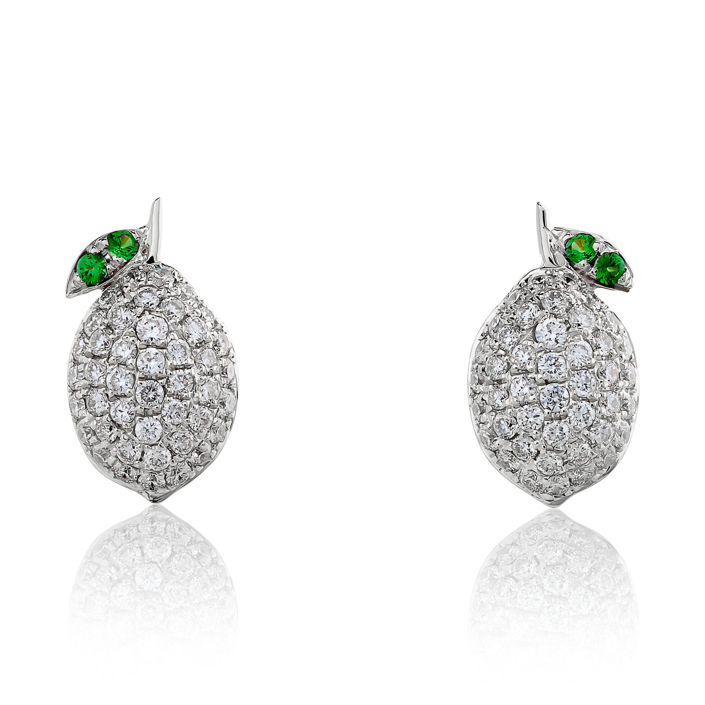 Diamond and Tsavorite Lemon Stud Earrings