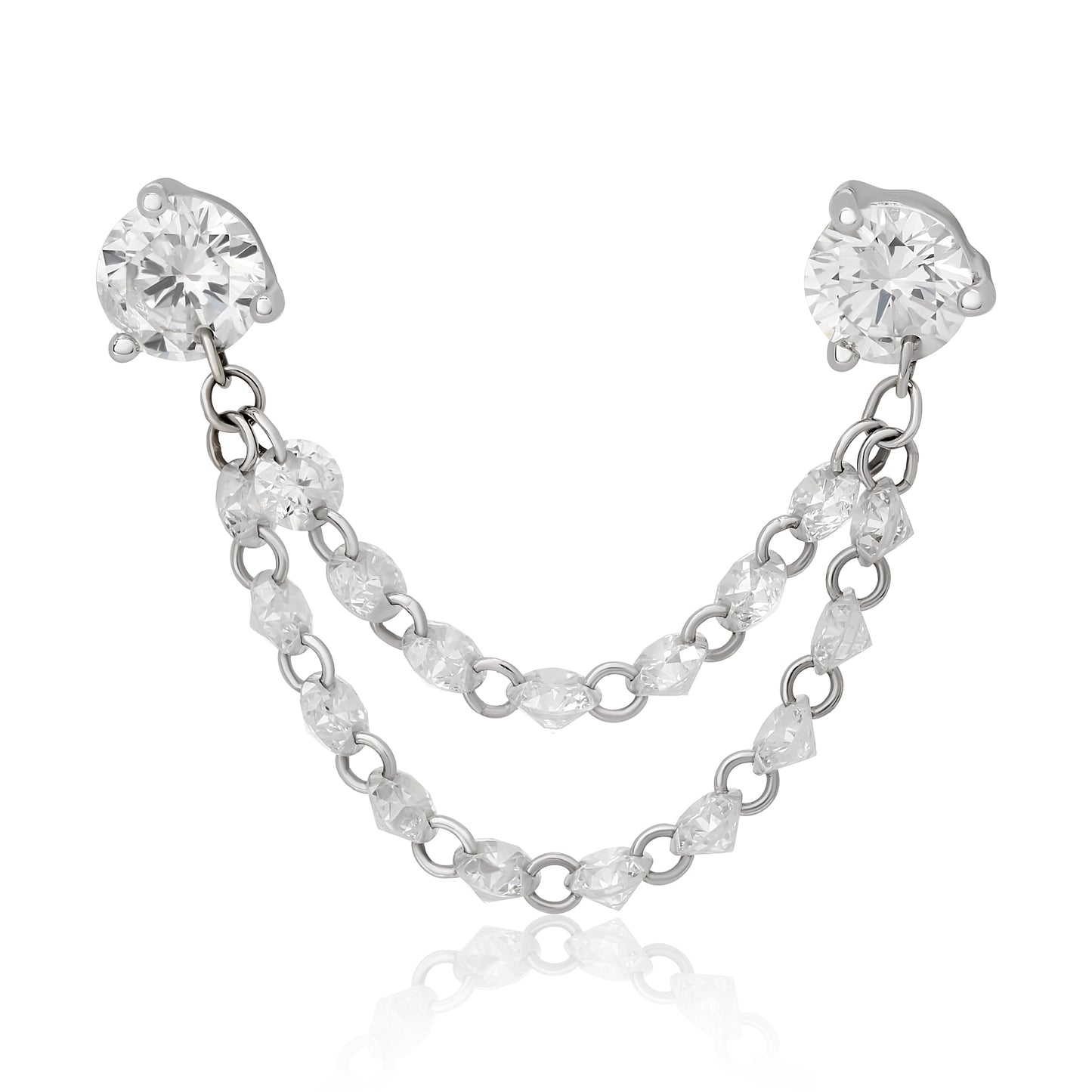Double Row Floating Round Diamond Earring