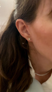 Petite Pearl and Diamond Cluster Stud Earrings