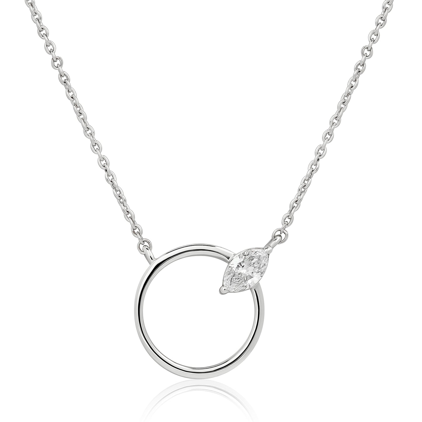 Open Circle Marquise Diamond Pendant