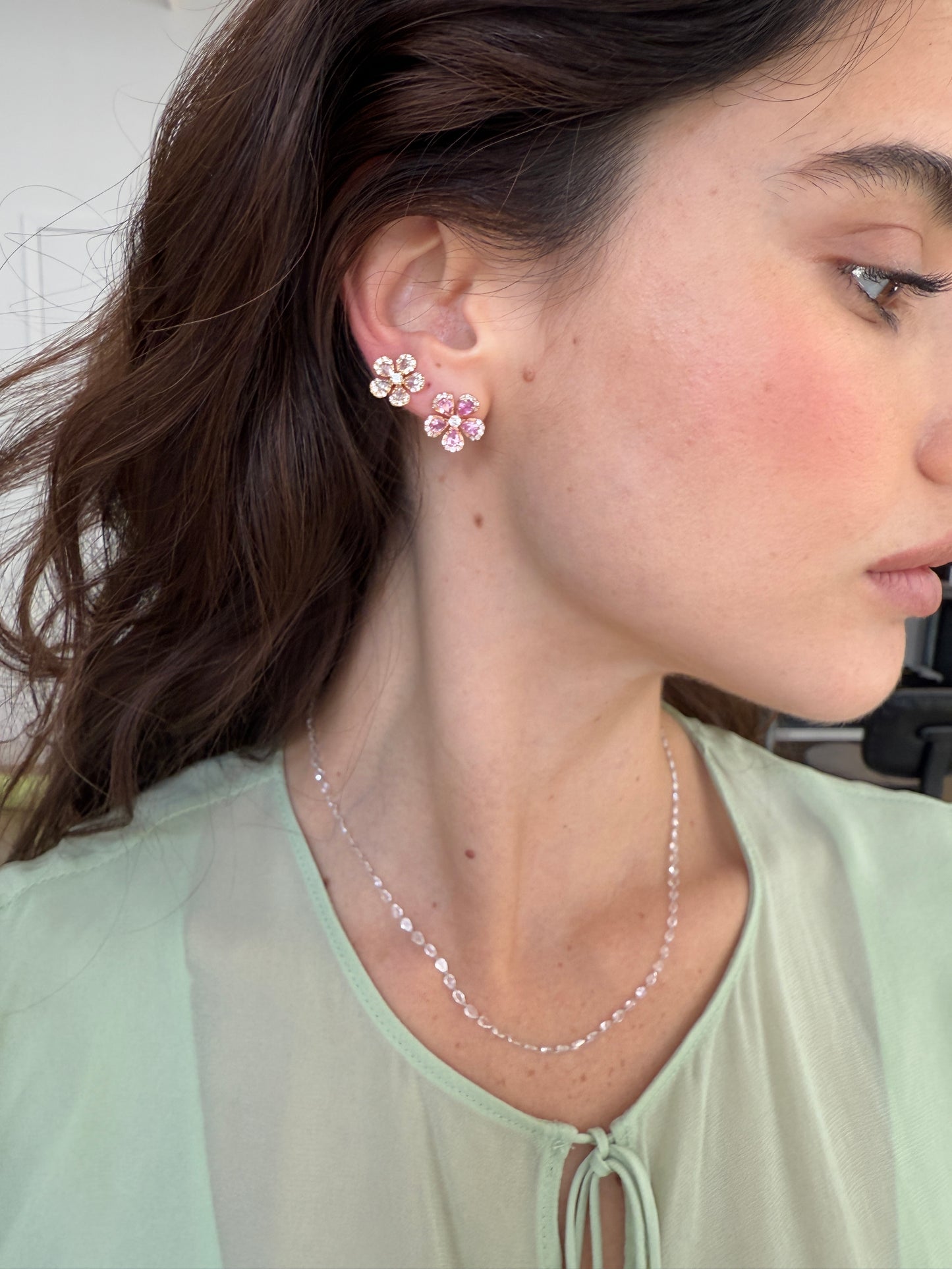 Rose Cut Pear Diamond Necklace