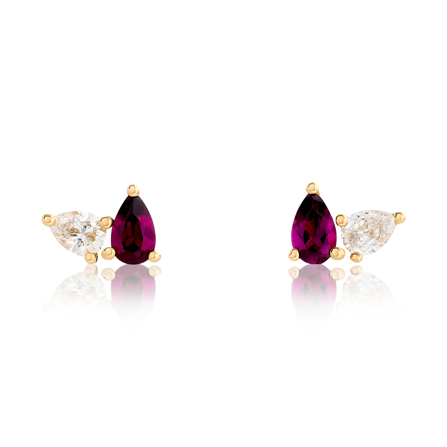 Toi Et Moi Diamond Garnet Birthstone Stud Earrings