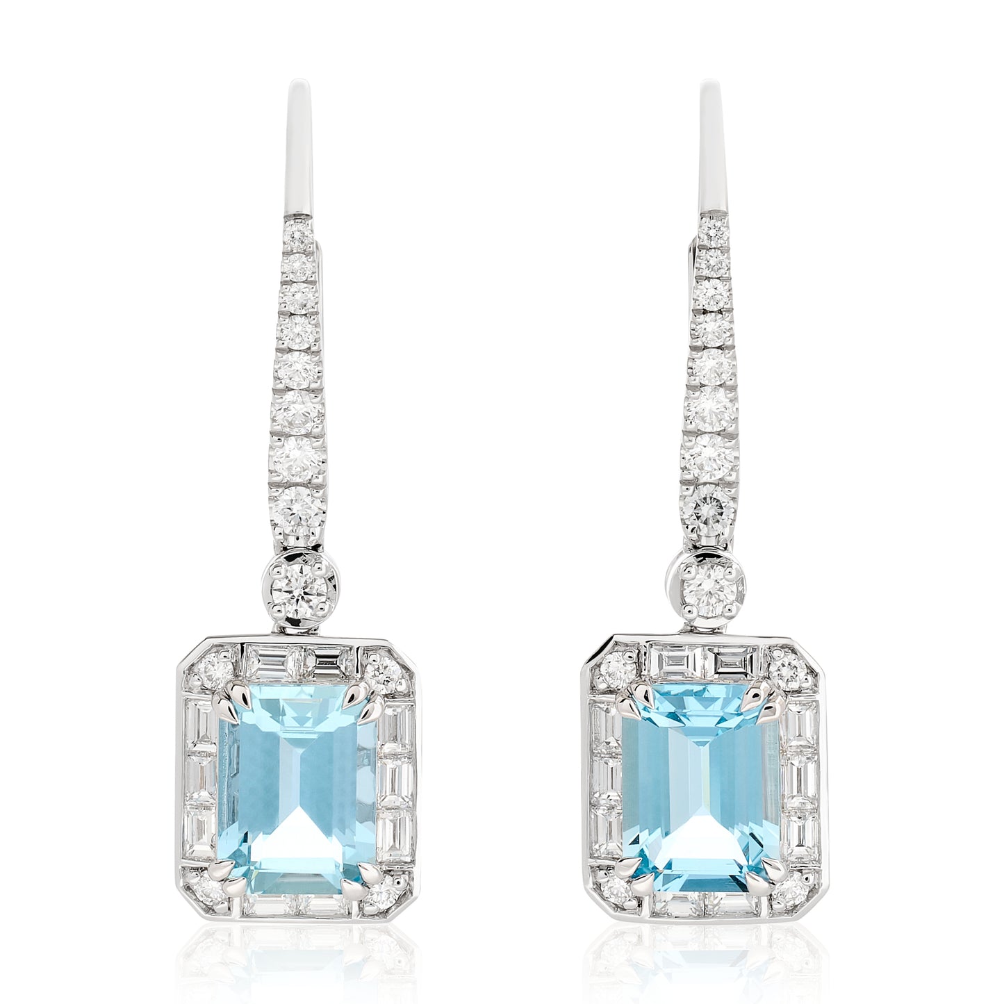 Aquamarine and Diamond Hanging Earrings