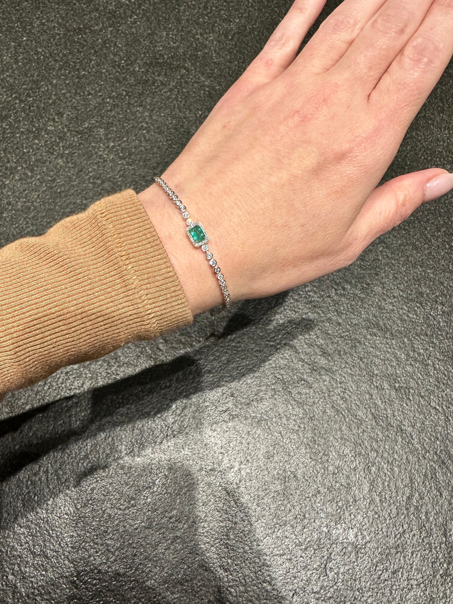 Green Emerald and Diamond Bracelet - Two