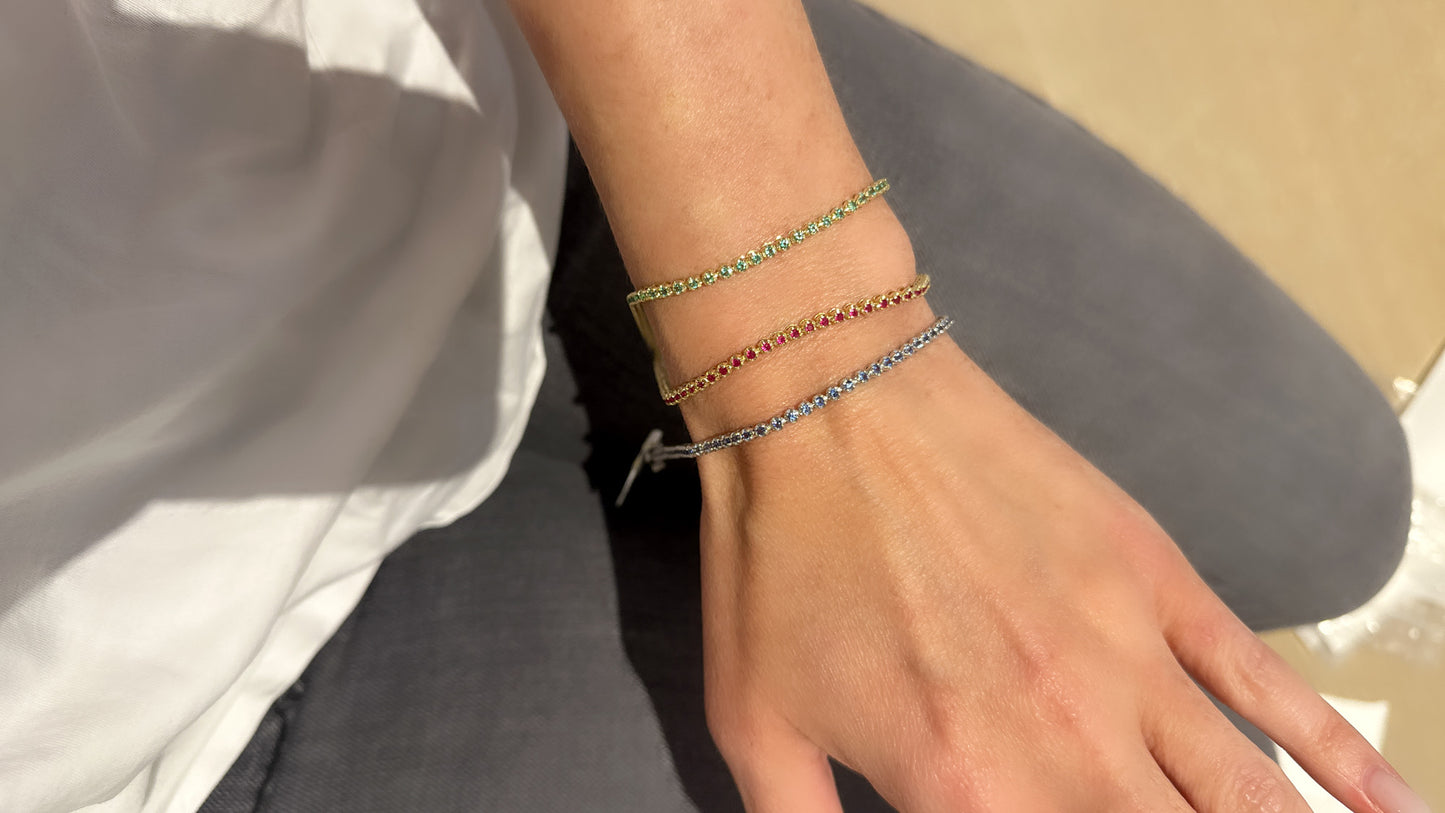 Dainty 1 Emerald Tennis Bracelet - Two
