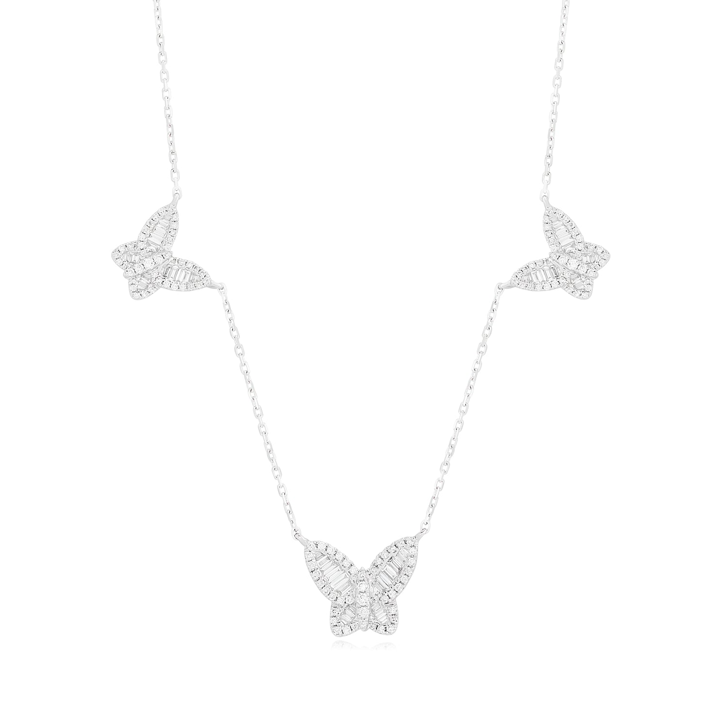 Triple Diamond Butterfly Necklace