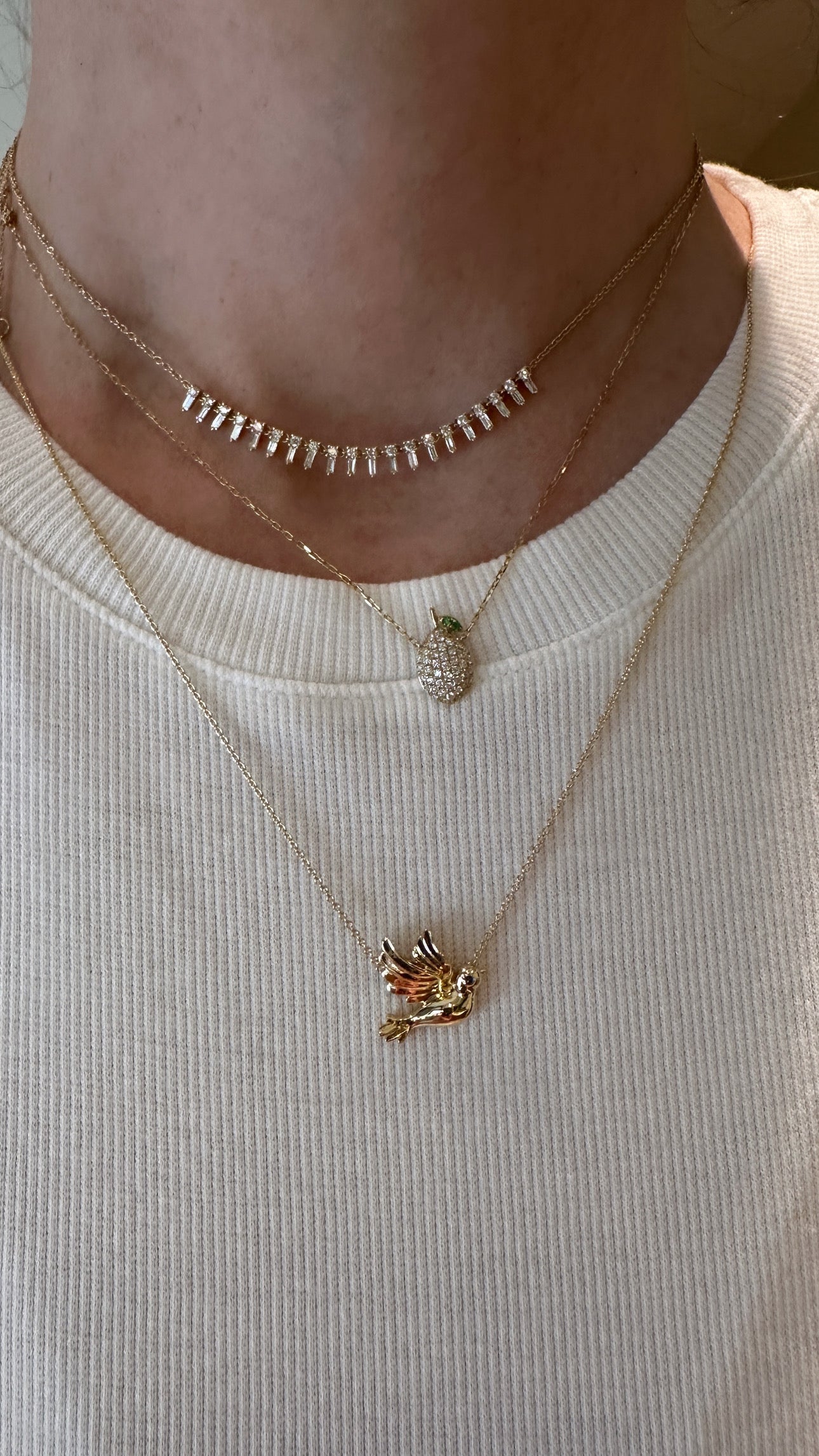 All Gold Baby Dove Pendant
