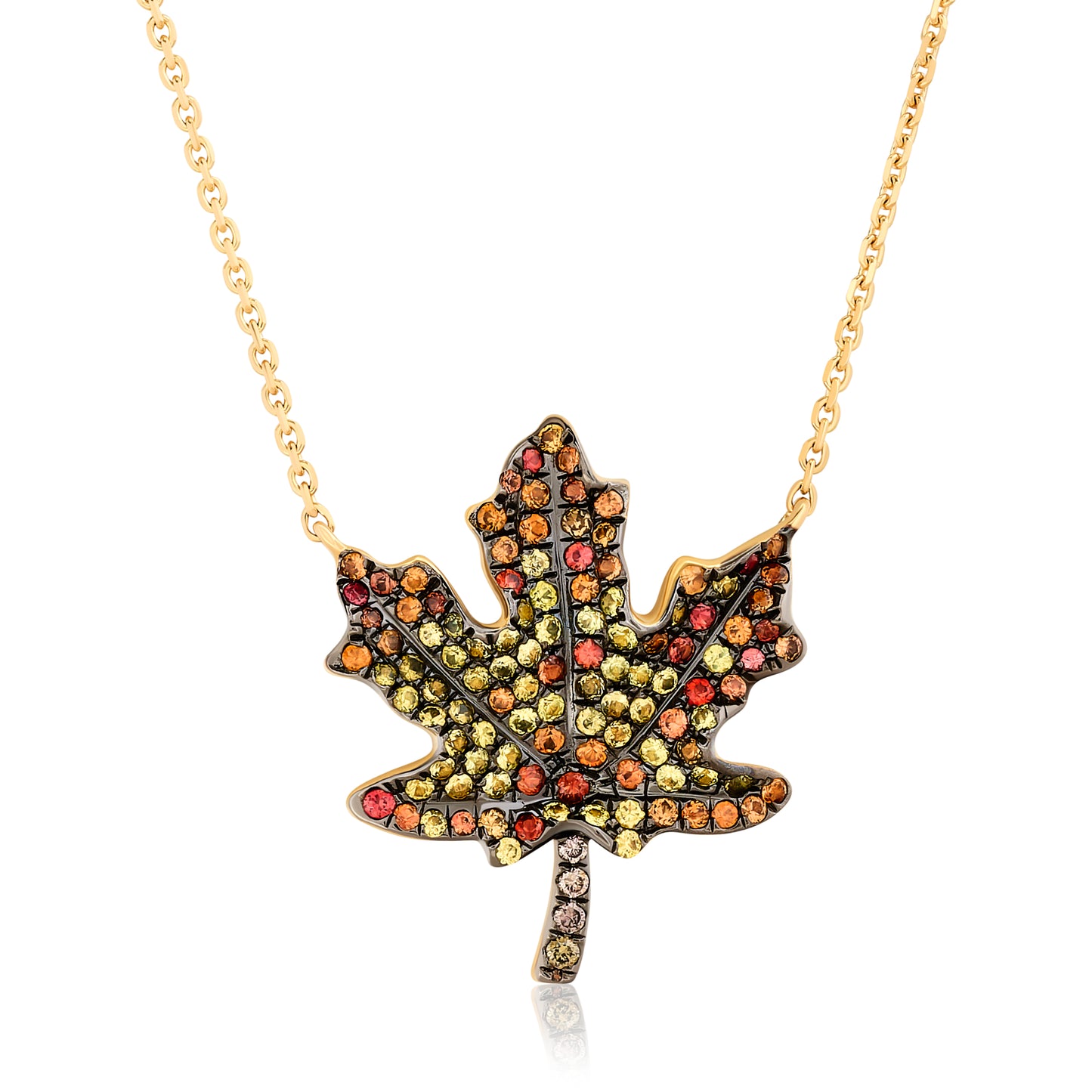 Champagne Diamond Maple Leaf Pendant