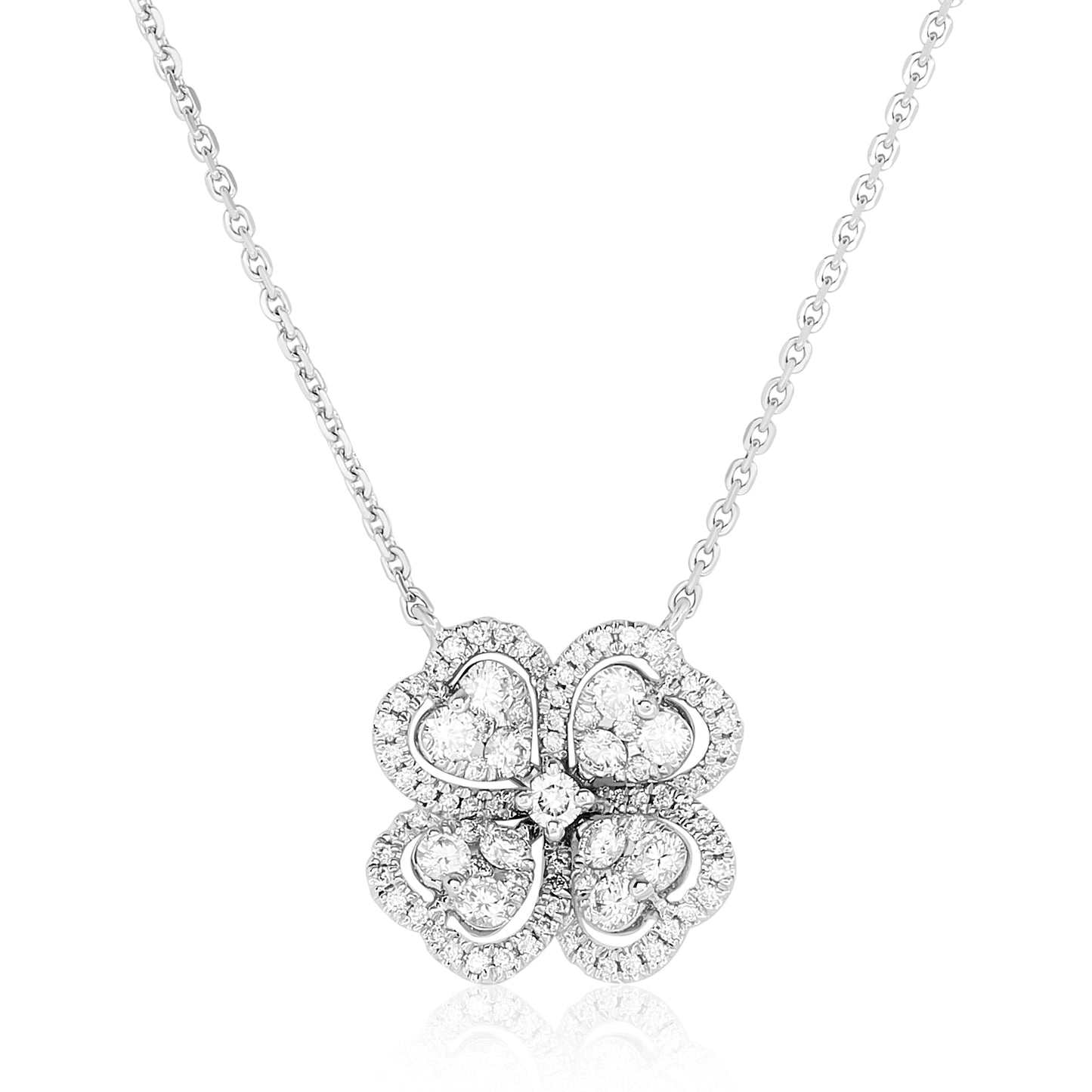 Diamond Heart and Clover Diamond Pendant