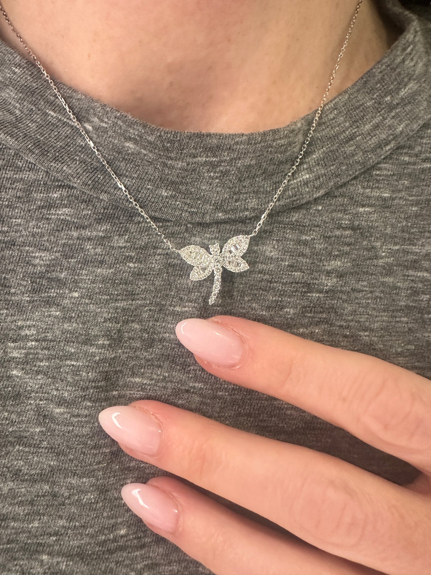 Diamond Dragonfly Pendant
