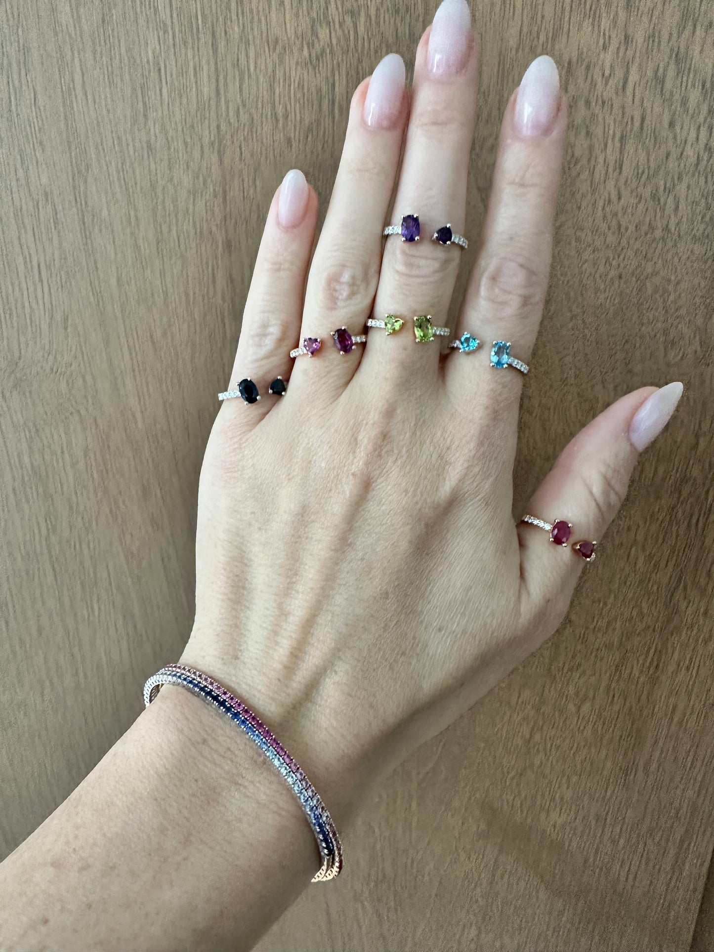 Sapphire and Diamond U Shape Ring