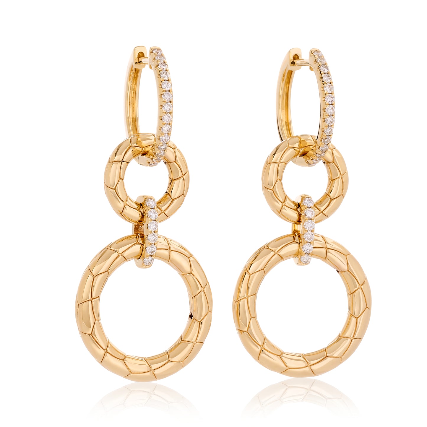 Three Diamond Circle Earrings
