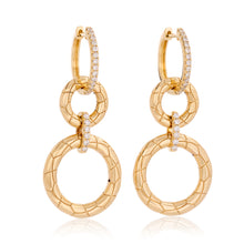 Load image into Gallery viewer, Three Diamond Circle Earrings