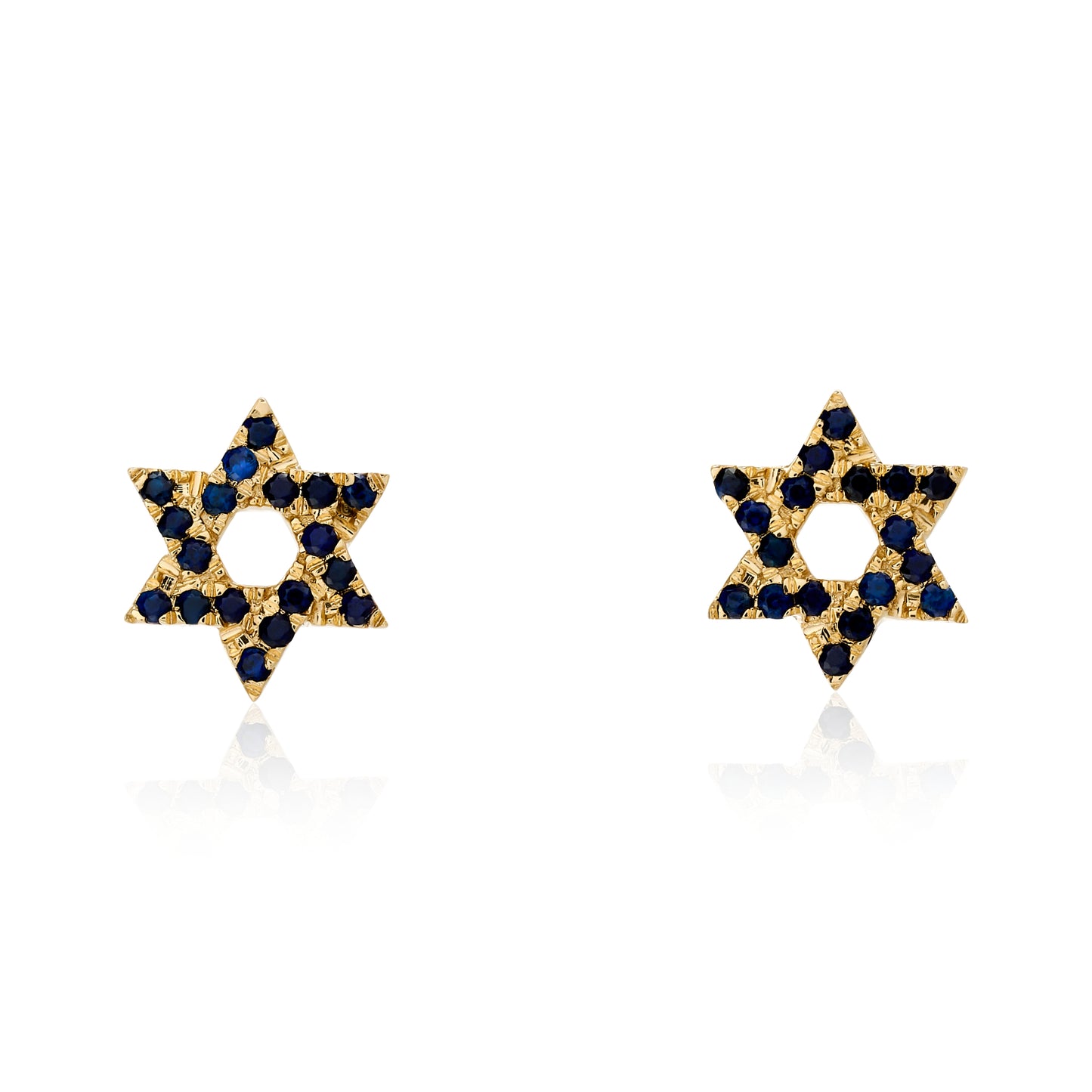 Mini Sapphire Star of David Stud Earrings