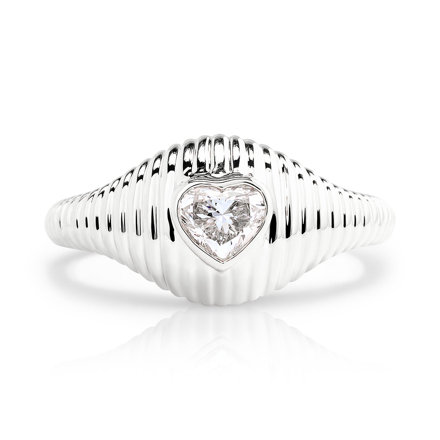 Fluted Diamond Heart Ring