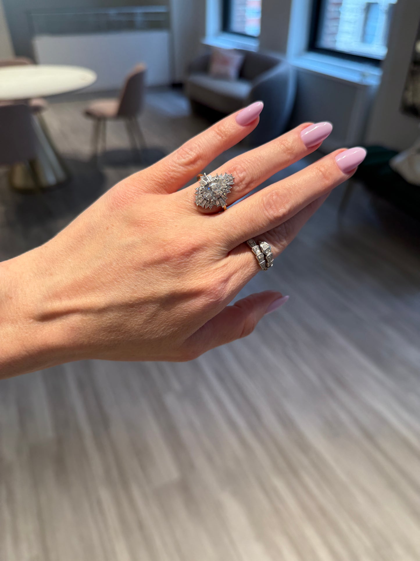 Vintage Inspired Ballerina Style Lab Diamond Ring