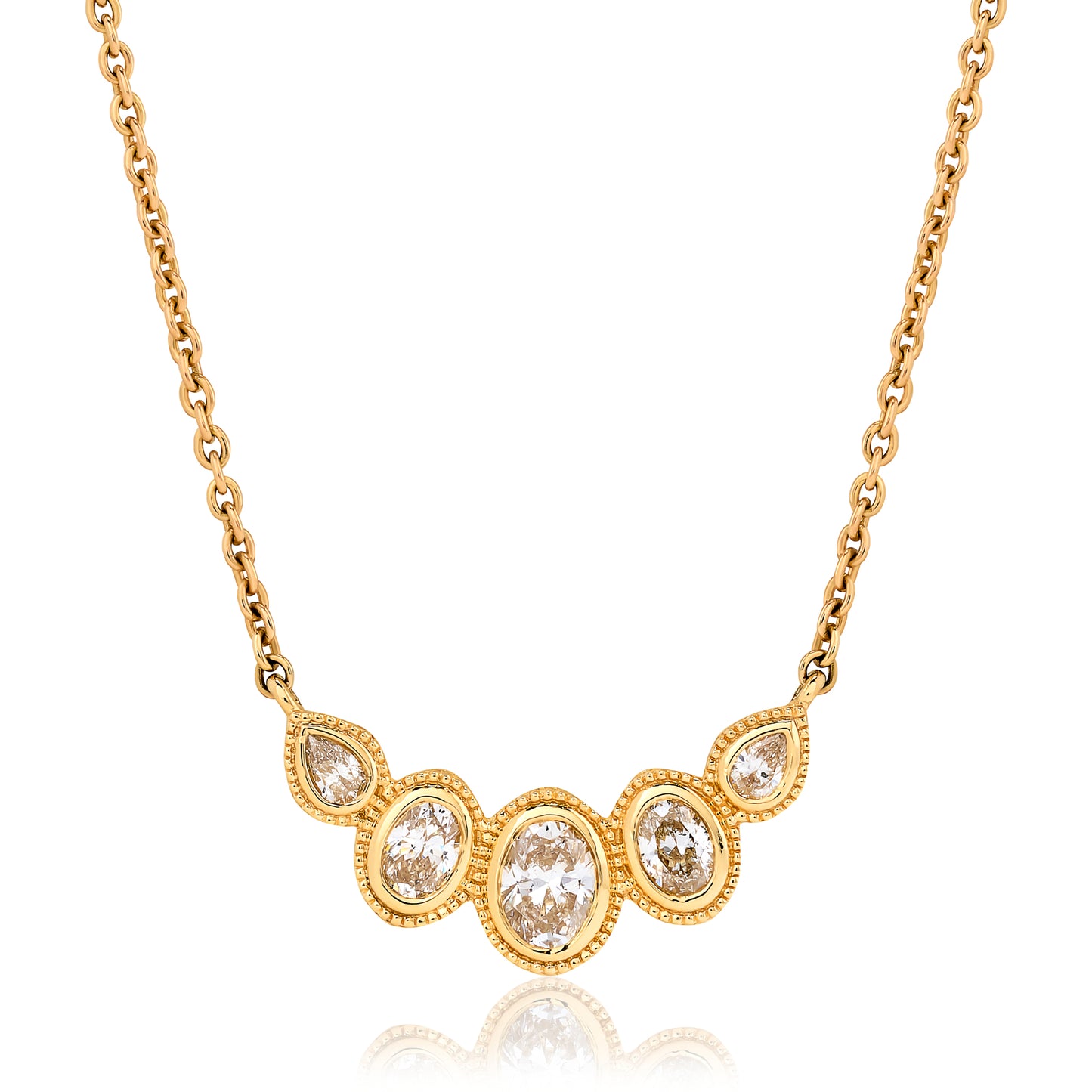 Oval and Pear Shape Diamond Necklace