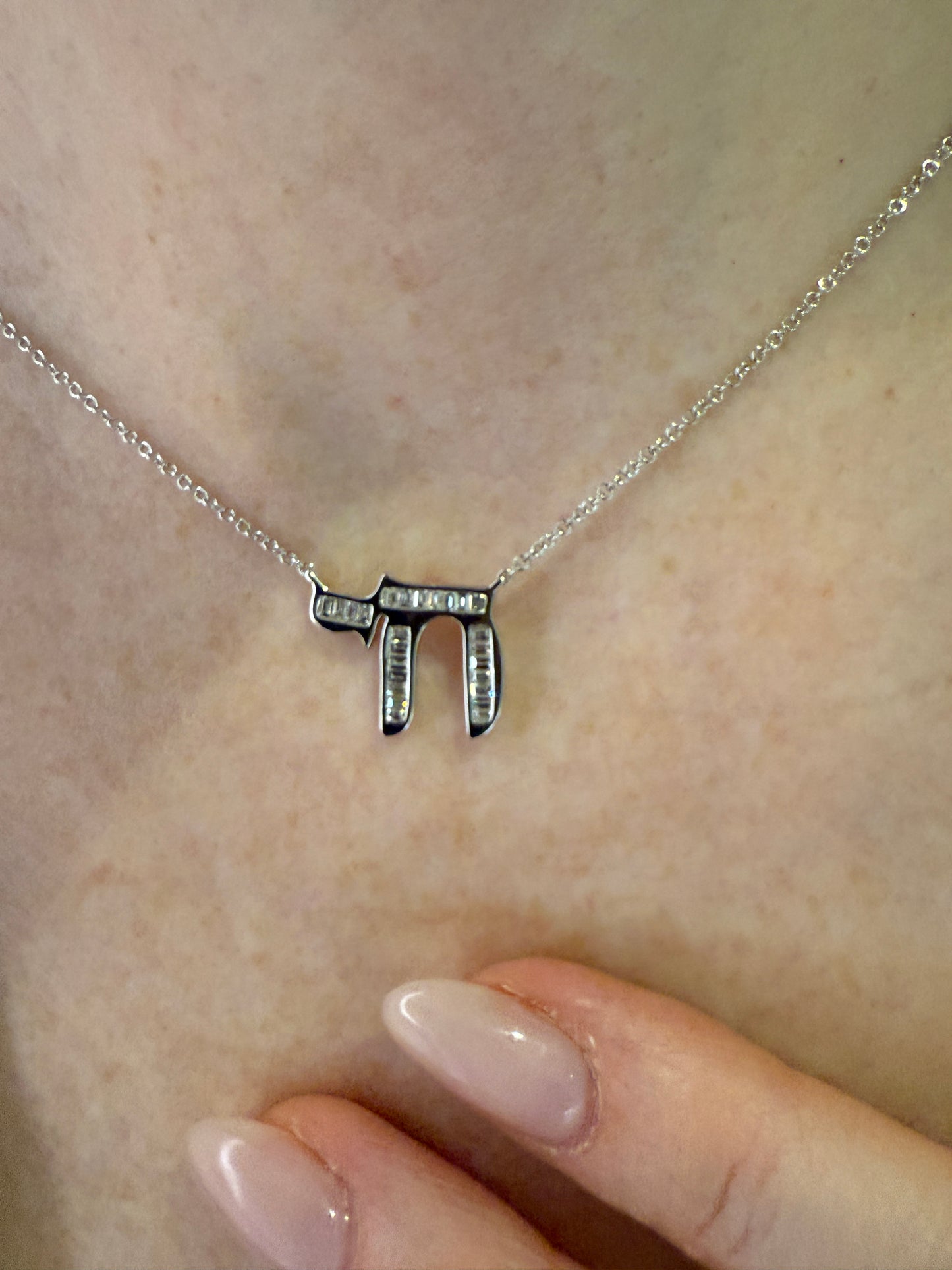Diamond Baguette Chai Pendant