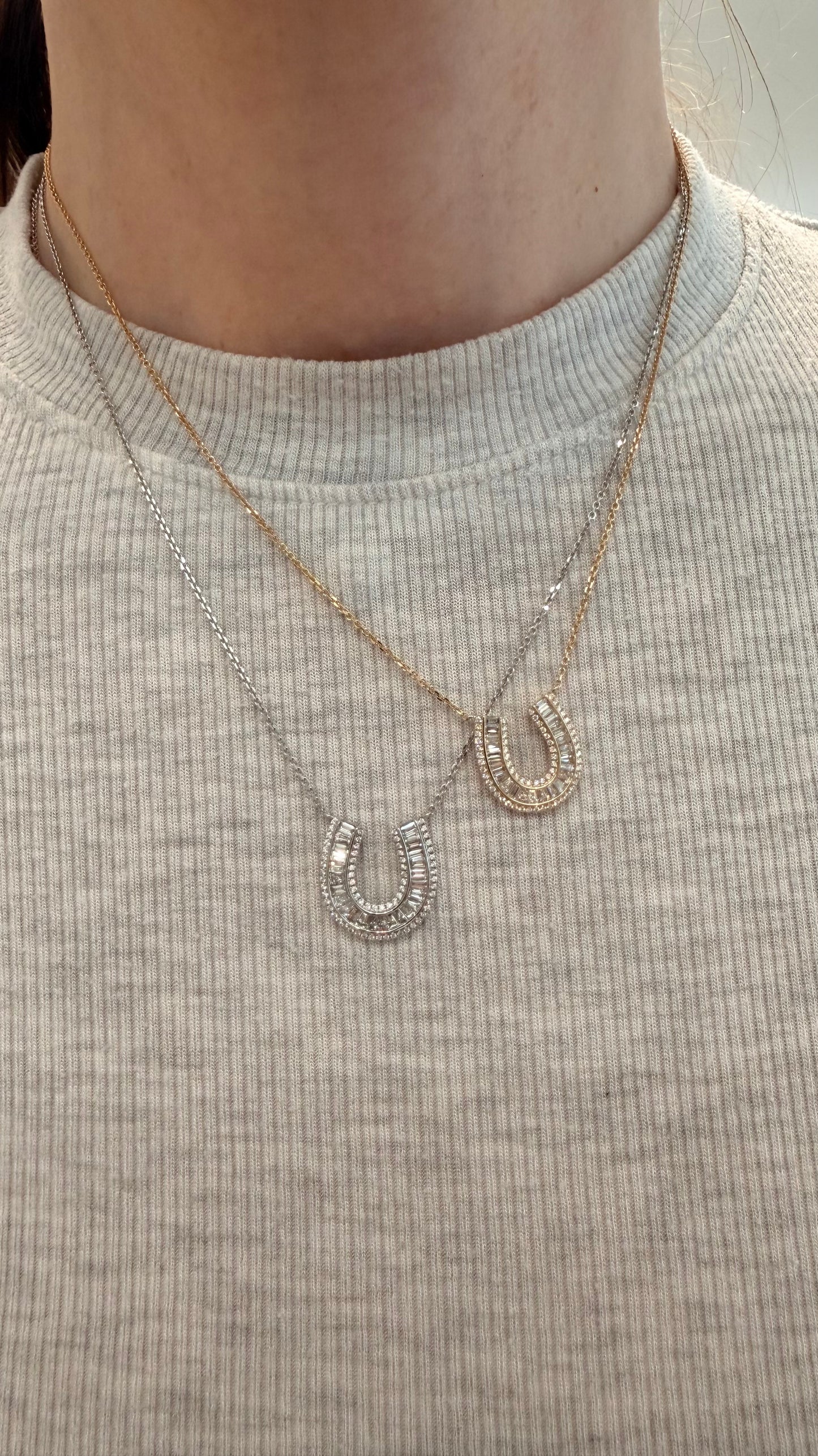 Diamond Horseshoe Pendant in Size Small
