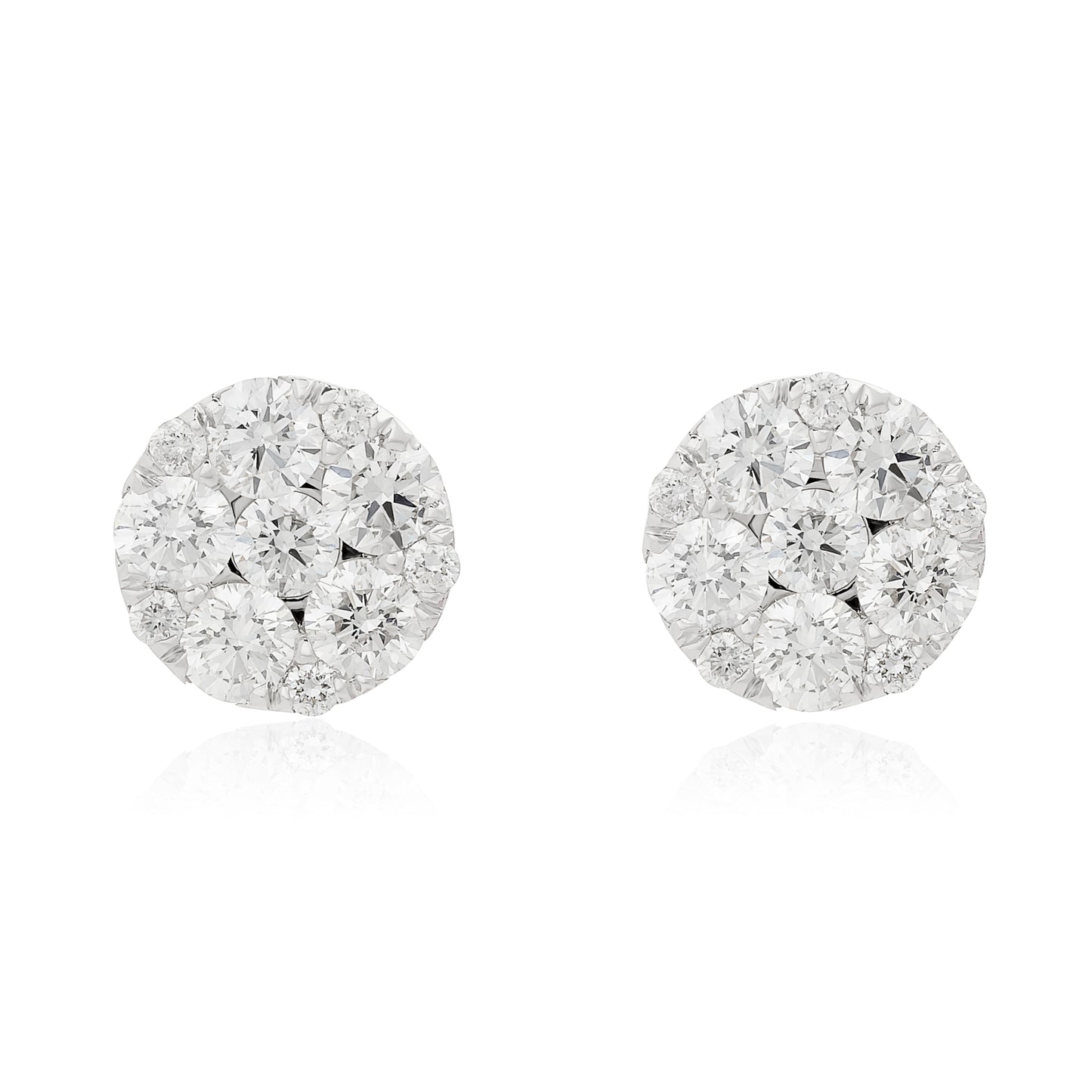 Diamond Round Cluster Earrings