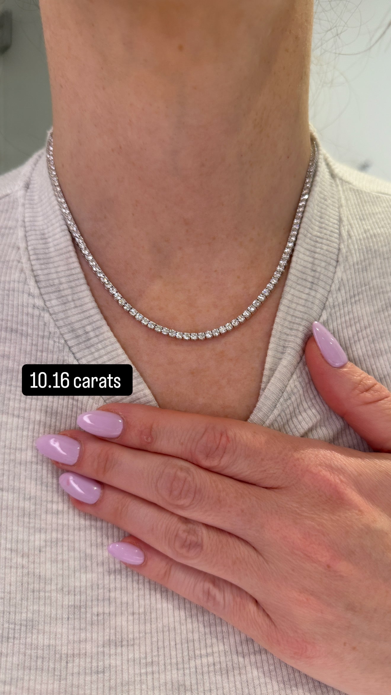 Lab Grown Straight Line Tennis Necklace-10