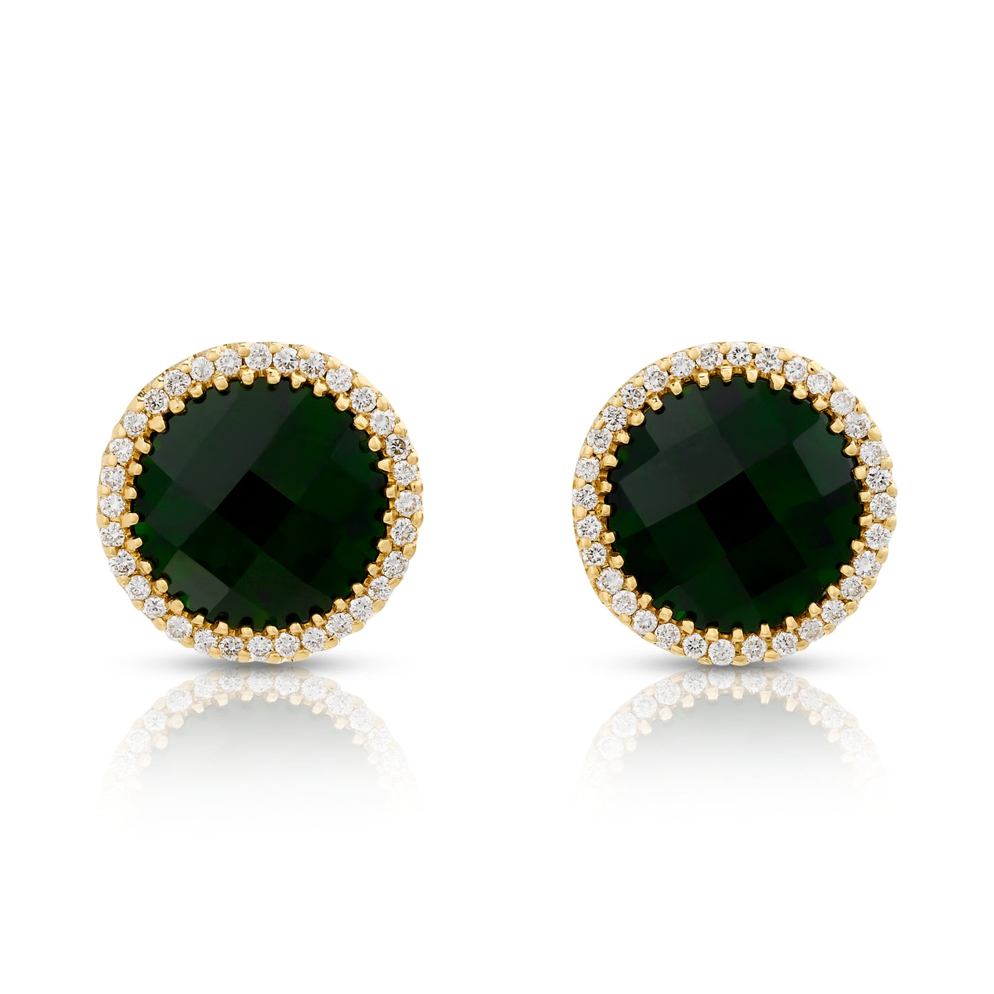 Estate Yellow Gold Chrome and Diamond Earrings