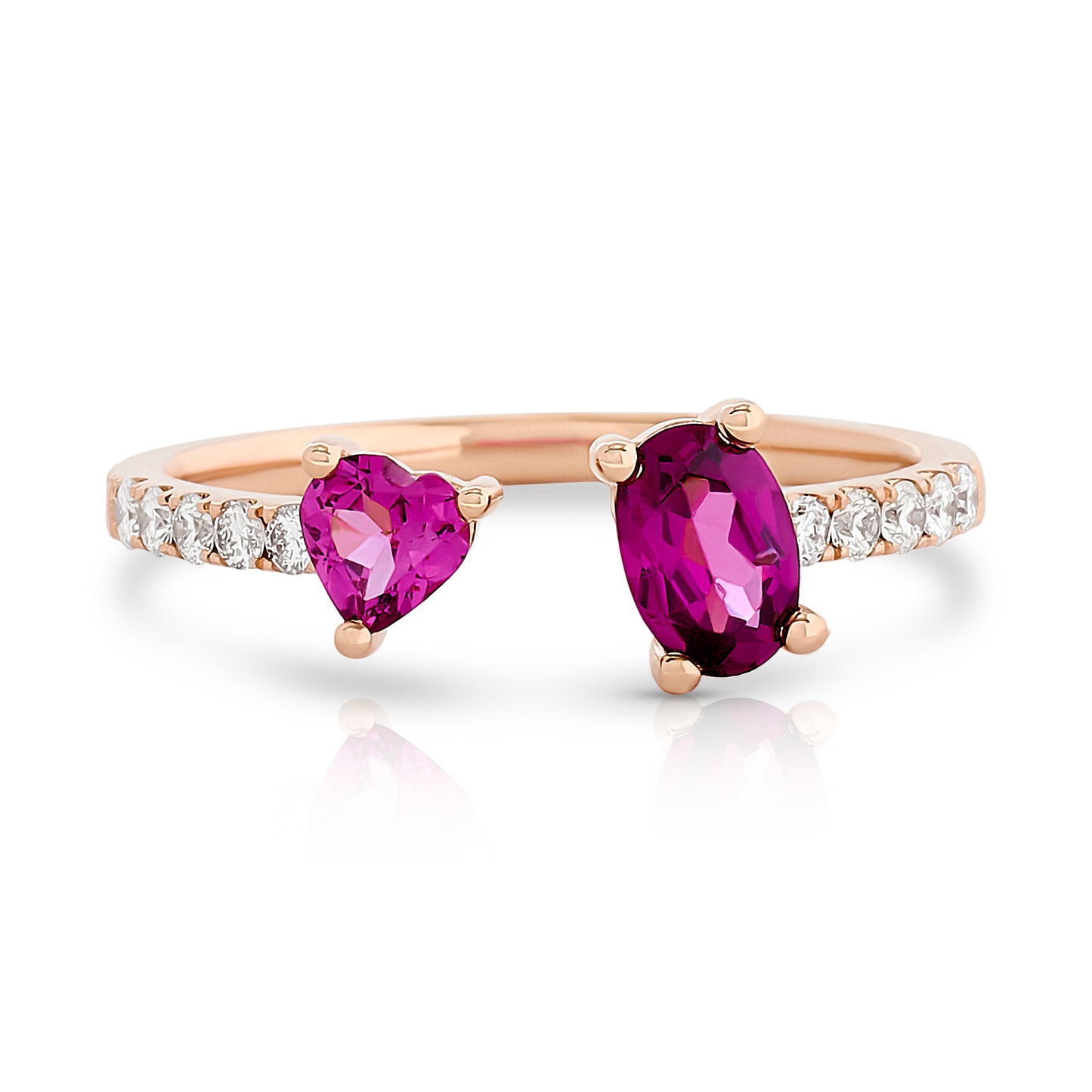 Garnet and Diamond U Shape Ring