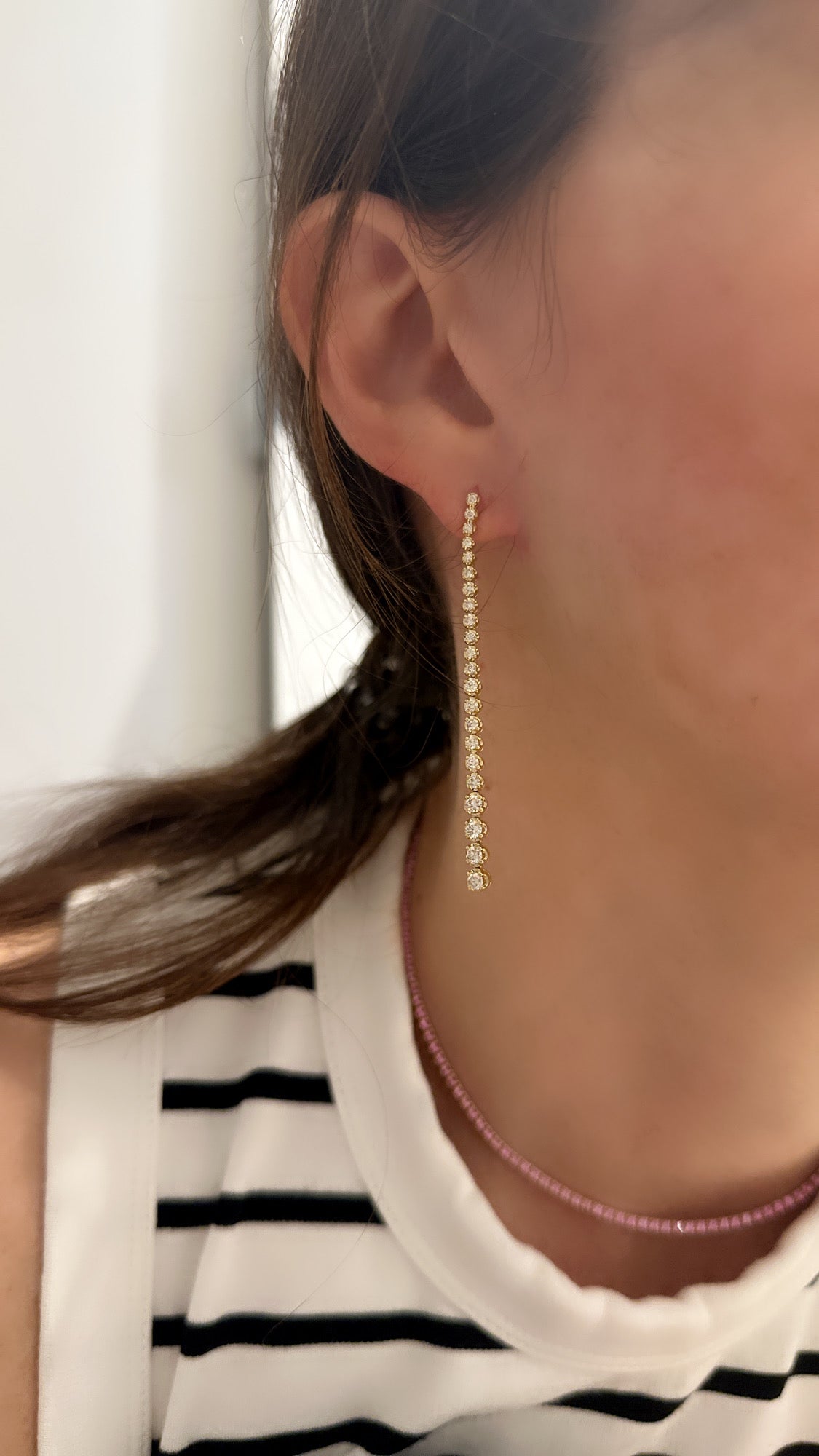 Graduating Diamond Strand Earrings - Two