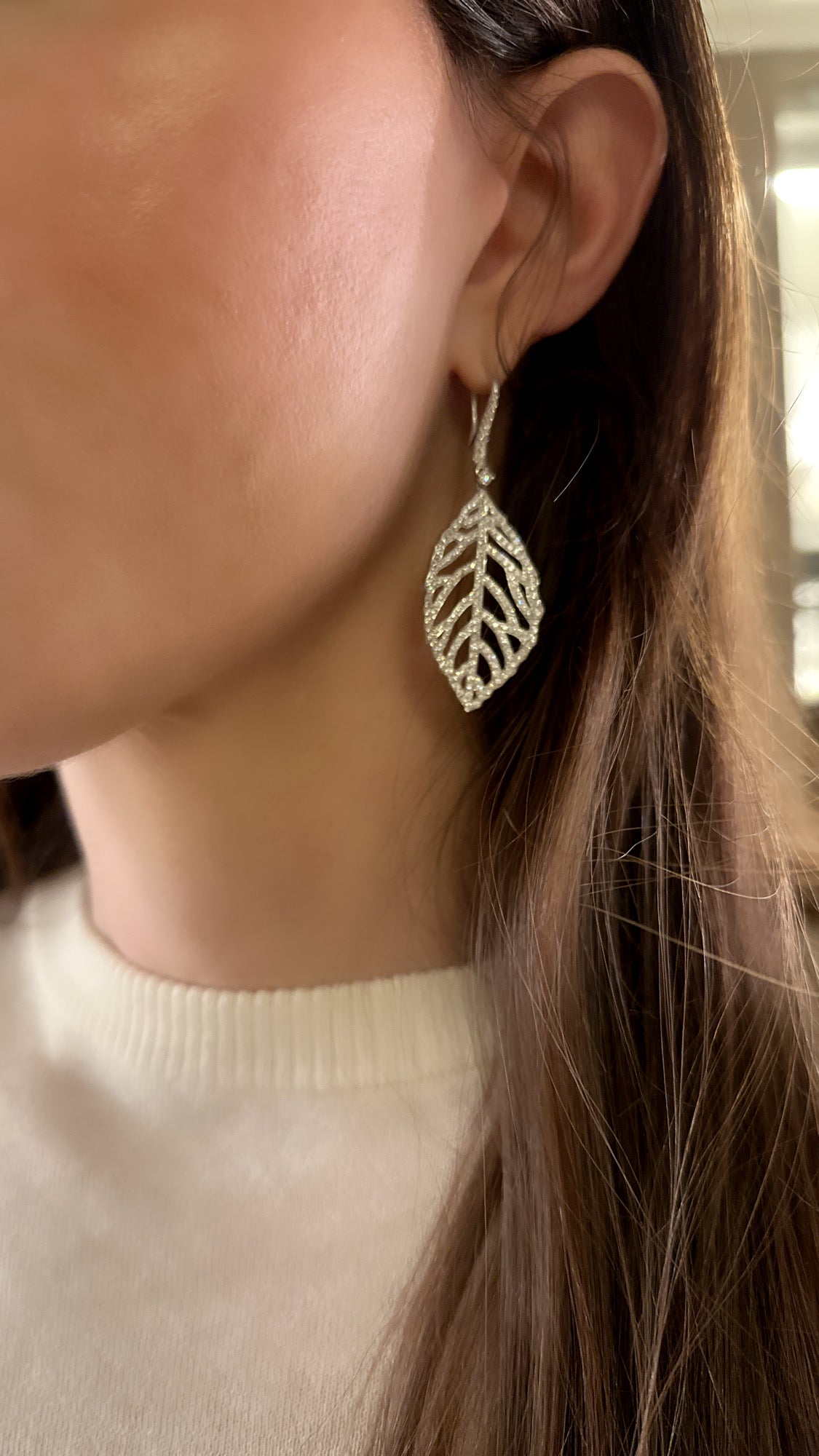 Diamond Leaf Earrings