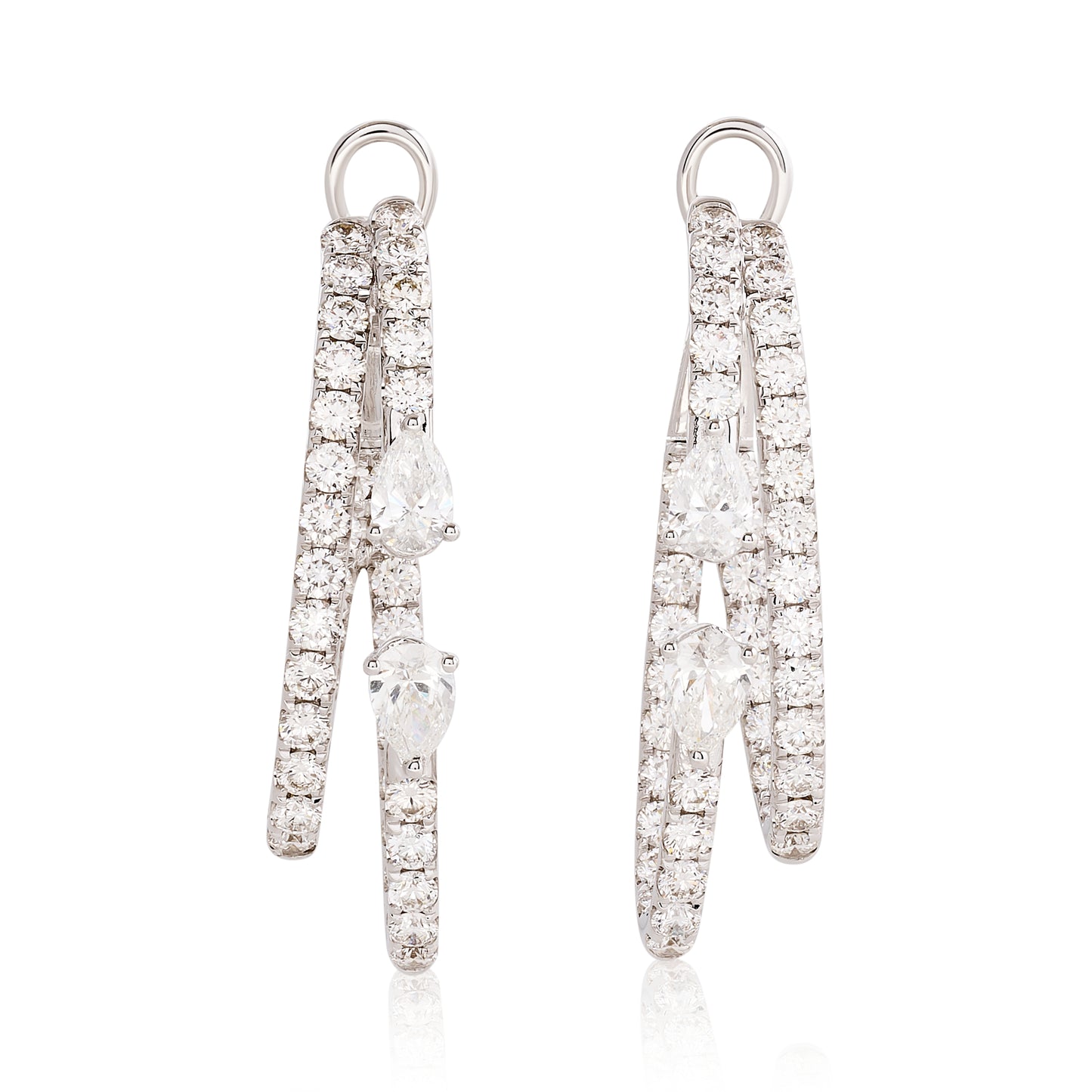 Double Row Diamond Hoop Earrings