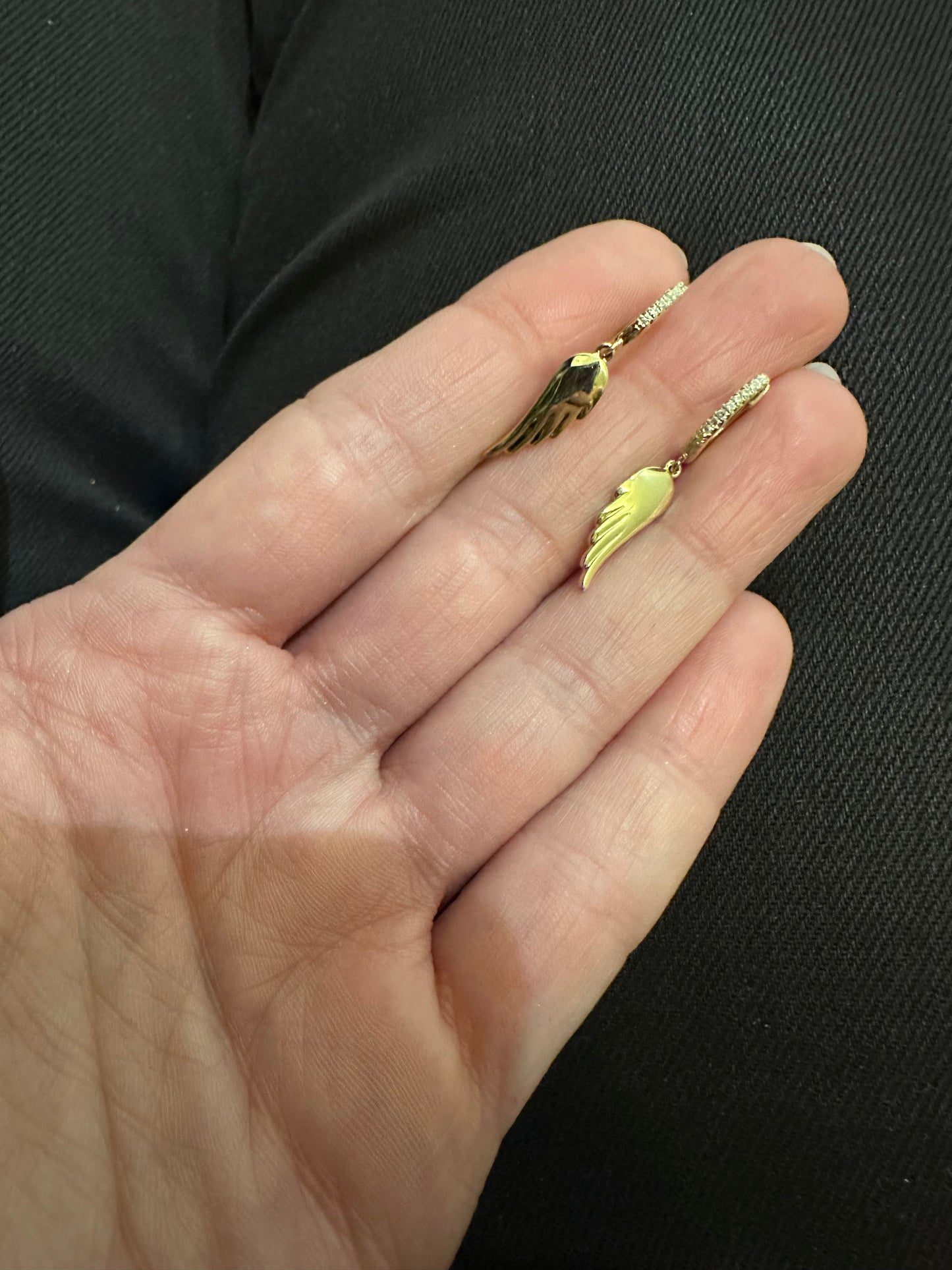 Petite Diamond and Gold Angel Wing Earrings