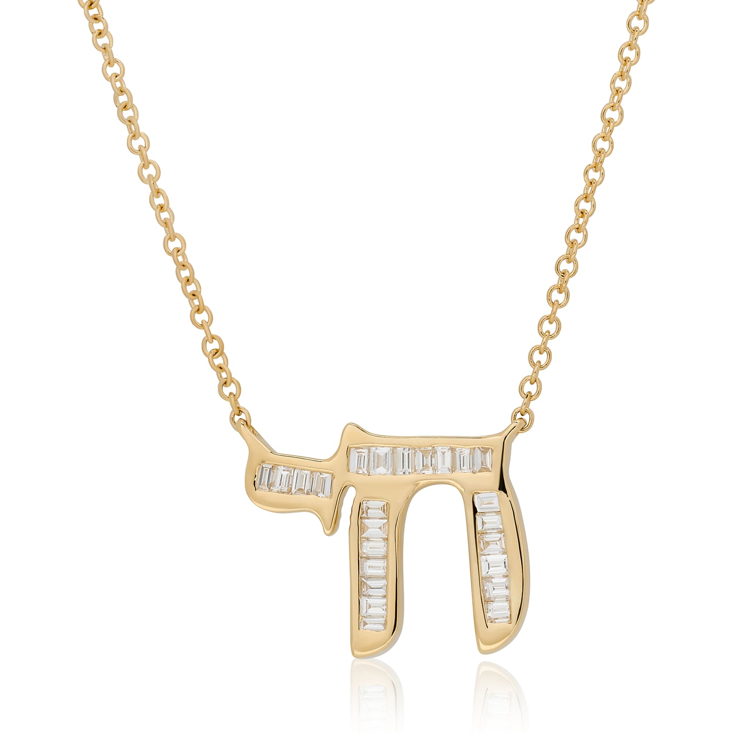 Diamond Baguette Chai Pendant