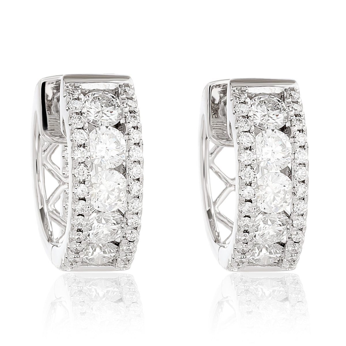 Three Row Diamond Huggie Earrings Nicole Rose Fine Jewelry
