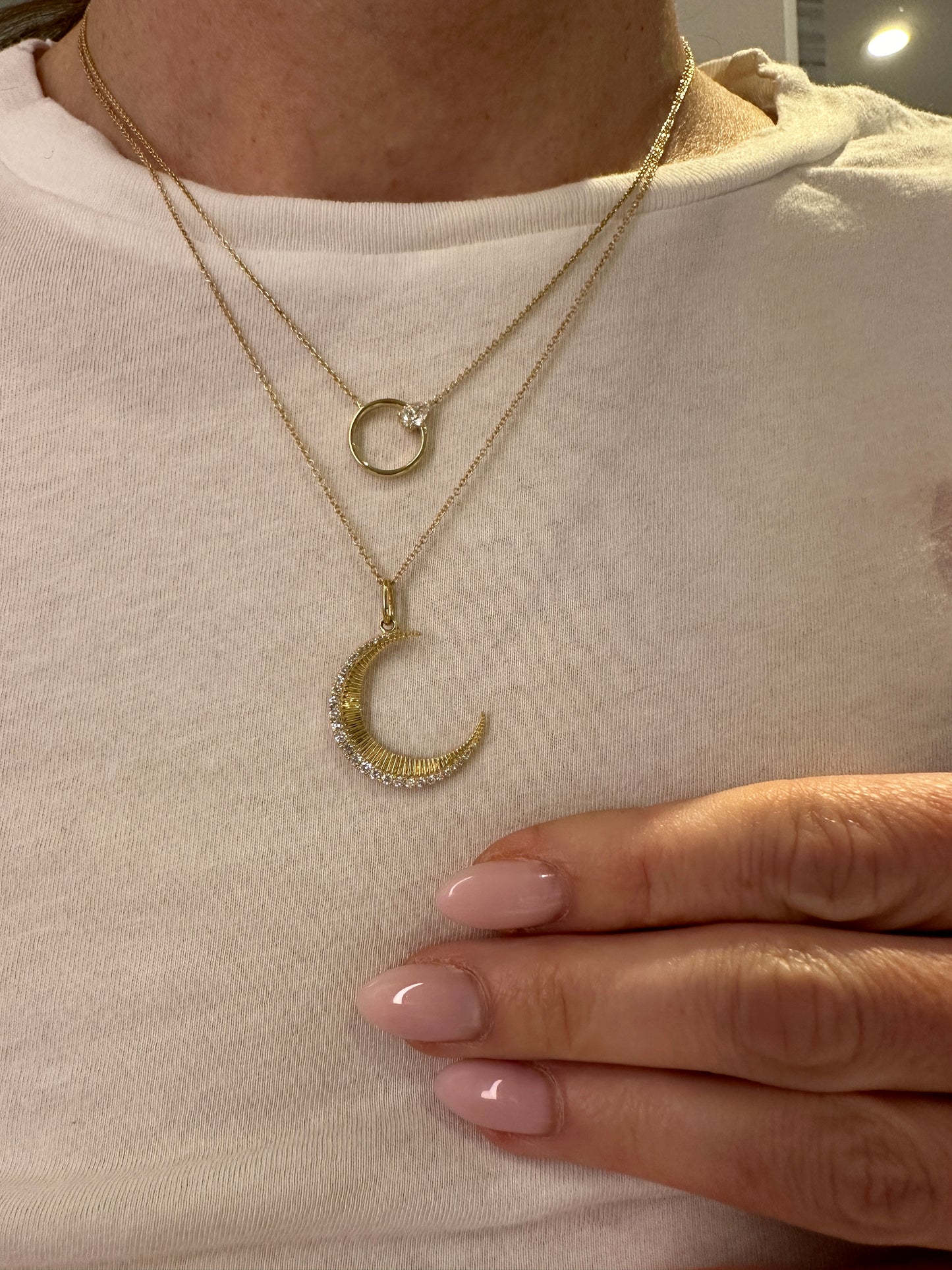 Open Circle Pear Diamond Pendant