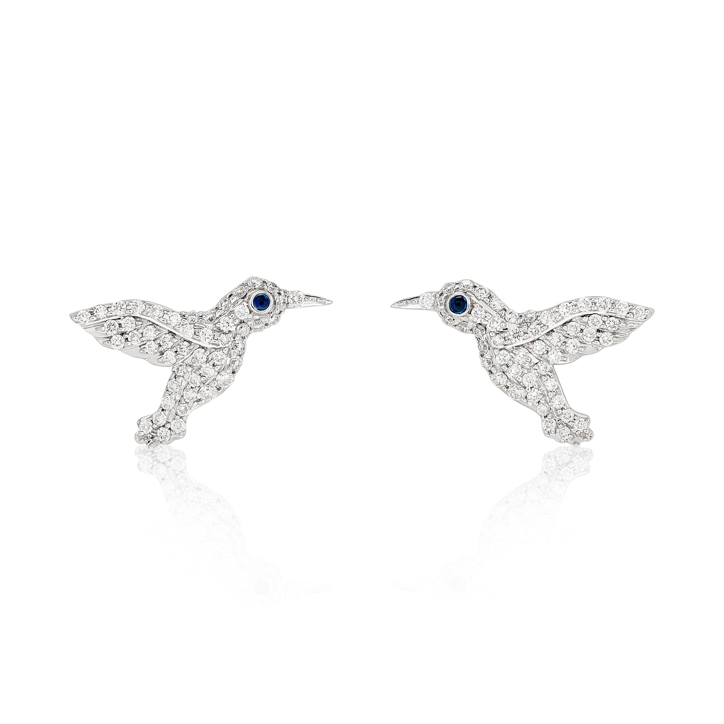 Small Diamond HummingBird Earrrings