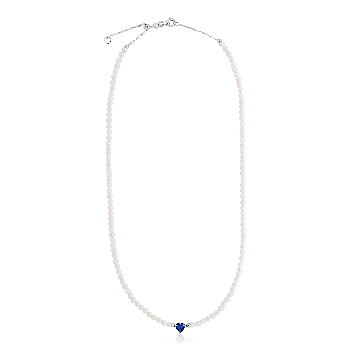 Sapphire Heart and Pearl Necklace